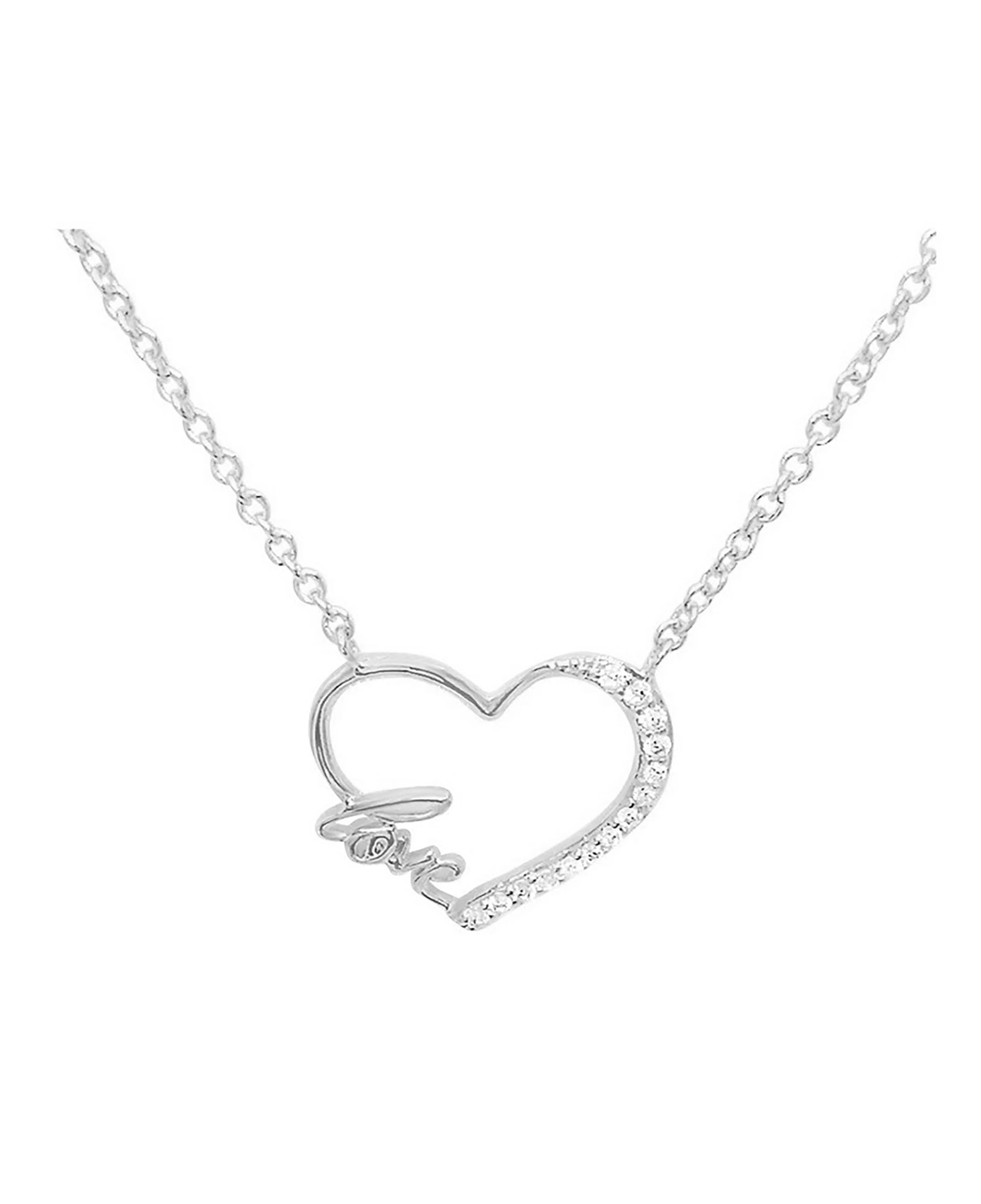 COLLIER EN ARGENT COEUR LOVE ET PIERRES