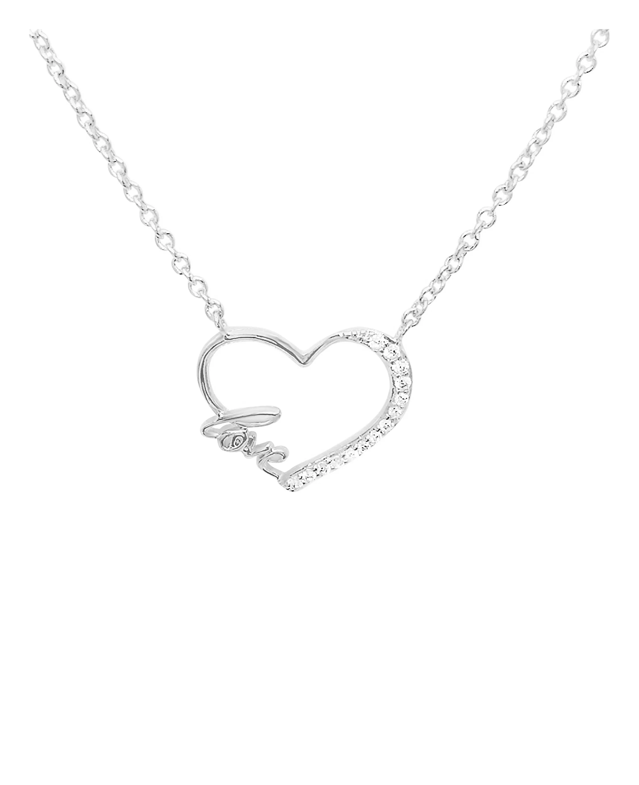 COLLIER EN ARGENT COEUR LOVE ET PIERRES - Image 3