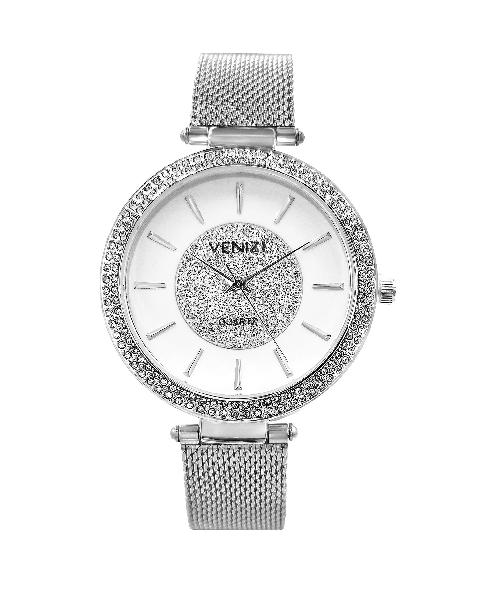 Montre Venizi argentée avec paillettes et strass