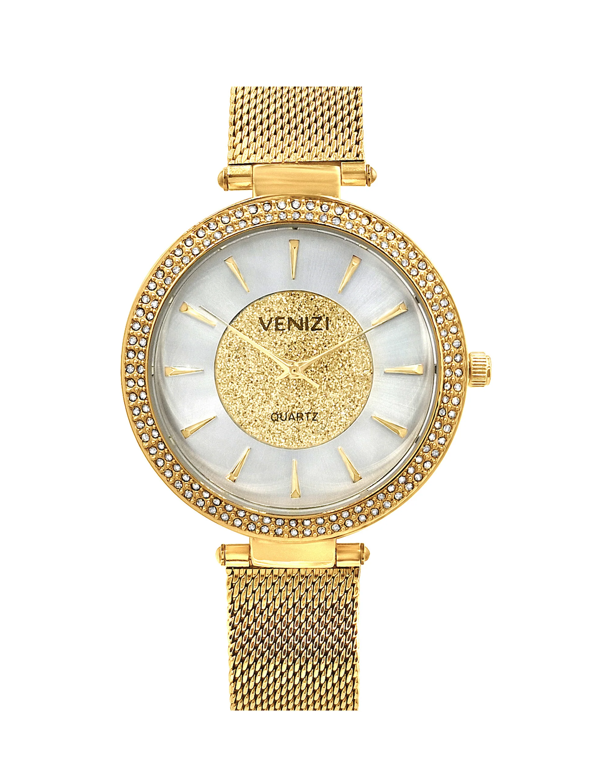 Montre Venizi dorée avec paillettes et strass