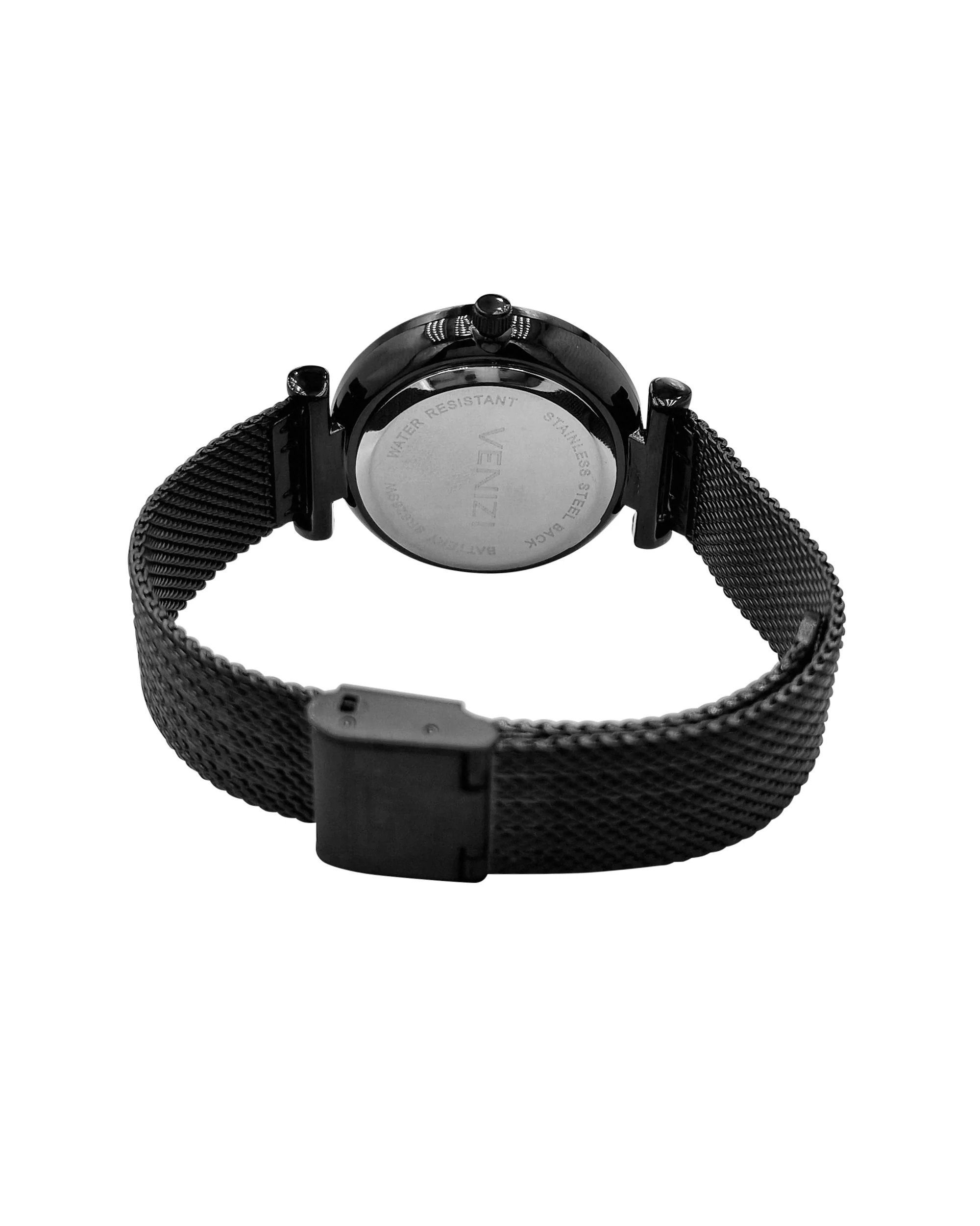 Montre Venizi noire bracelet maille milanaise - Image 2