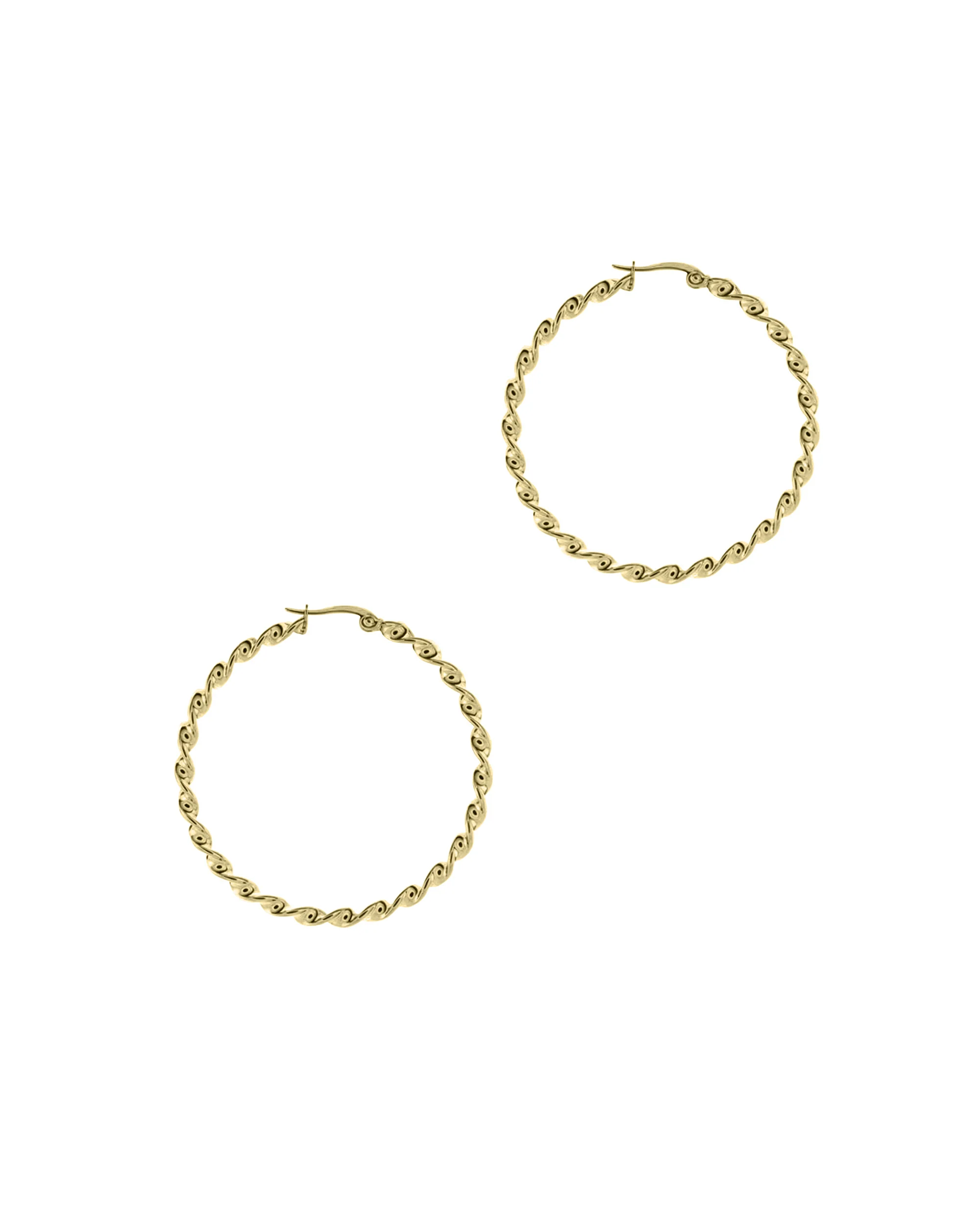 CREOLES TORSADEES EN ACIER DORE 3 MM