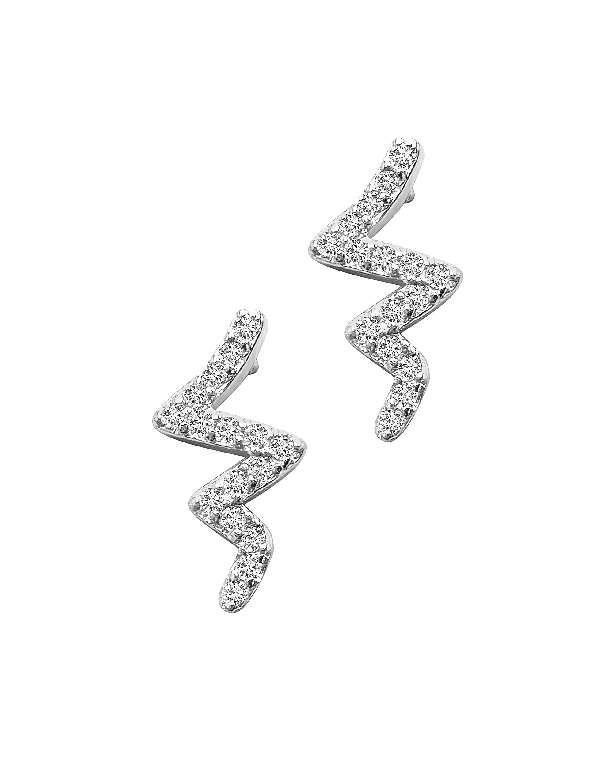 BOUCLES D'OREILLES EN ARGENT MOTIF ECLAIR AVEC PIERRES