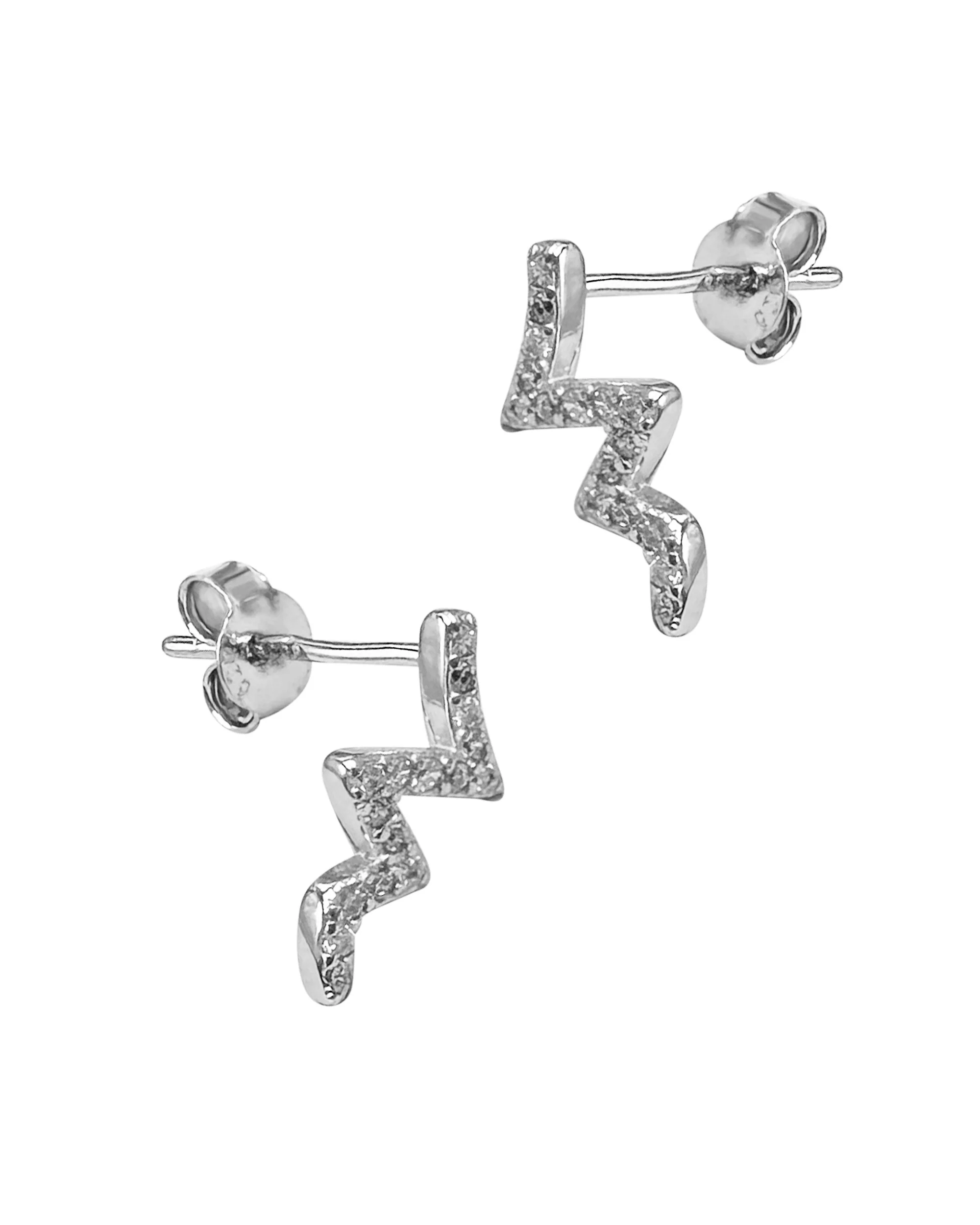BOUCLES D'OREILLES EN ARGENT MOTIF ECLAIR AVEC PIERRES - Image 3