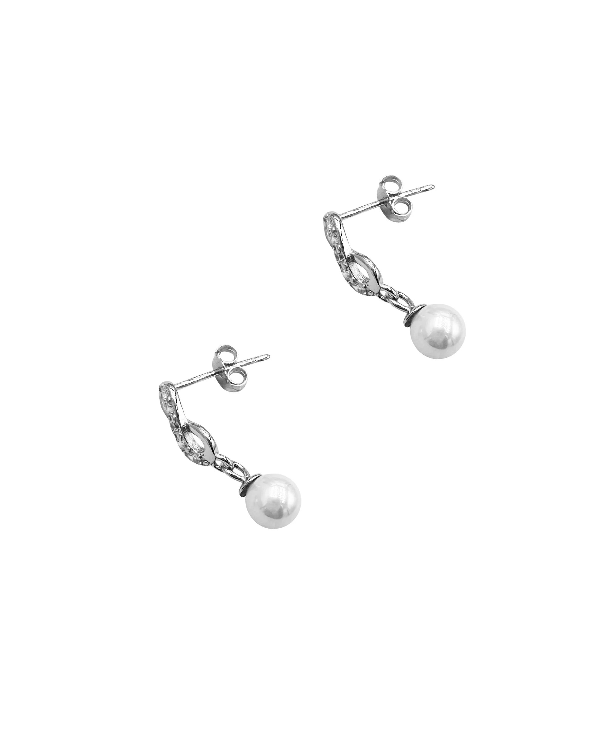 BOUCLES D'OREILLES EN ARGENT INFINI AVEC ZIRCONIUM ET PERLE - Image 3