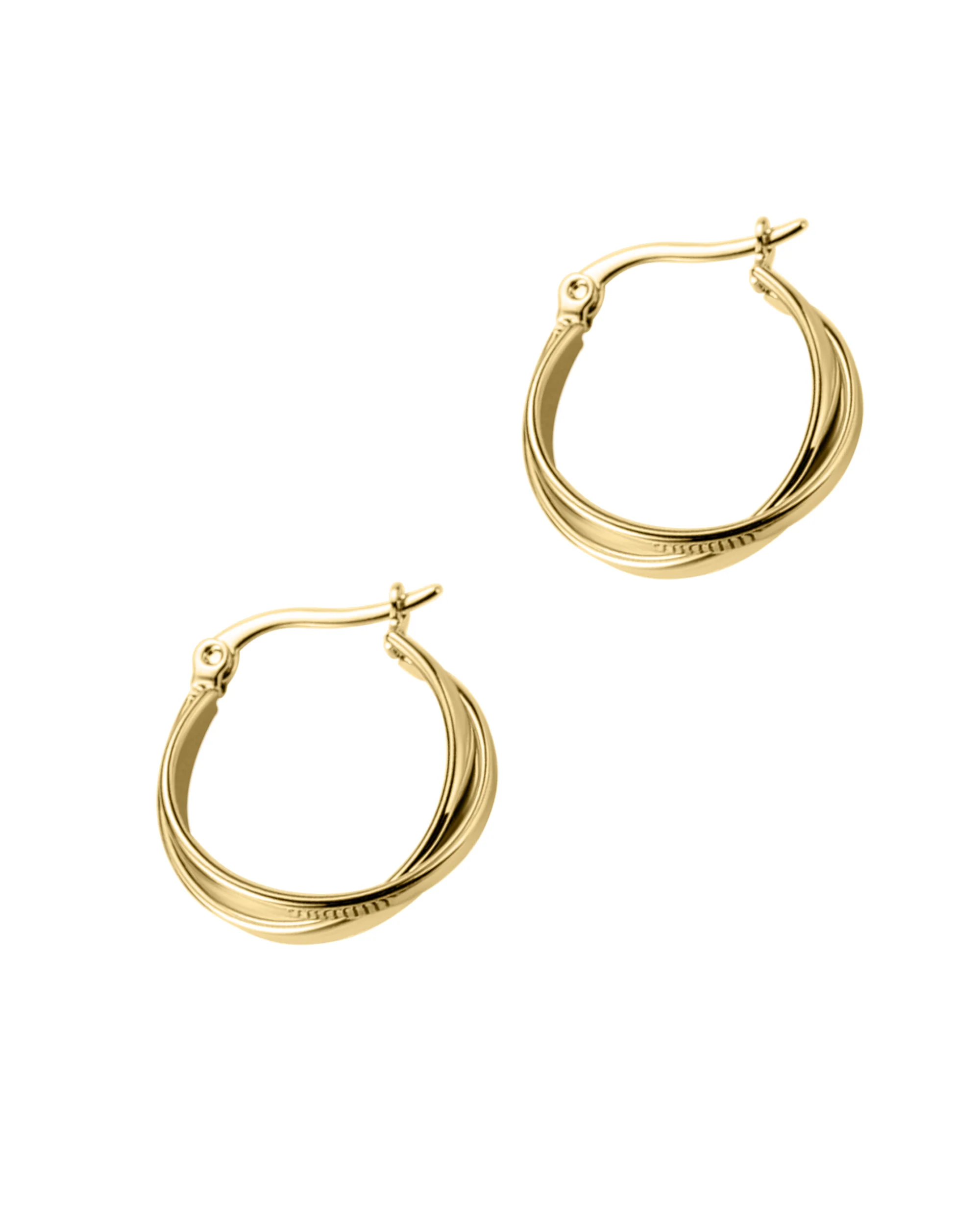 CREOLES EN ACIER DORE EFFET DOUBLE 2,4 CM