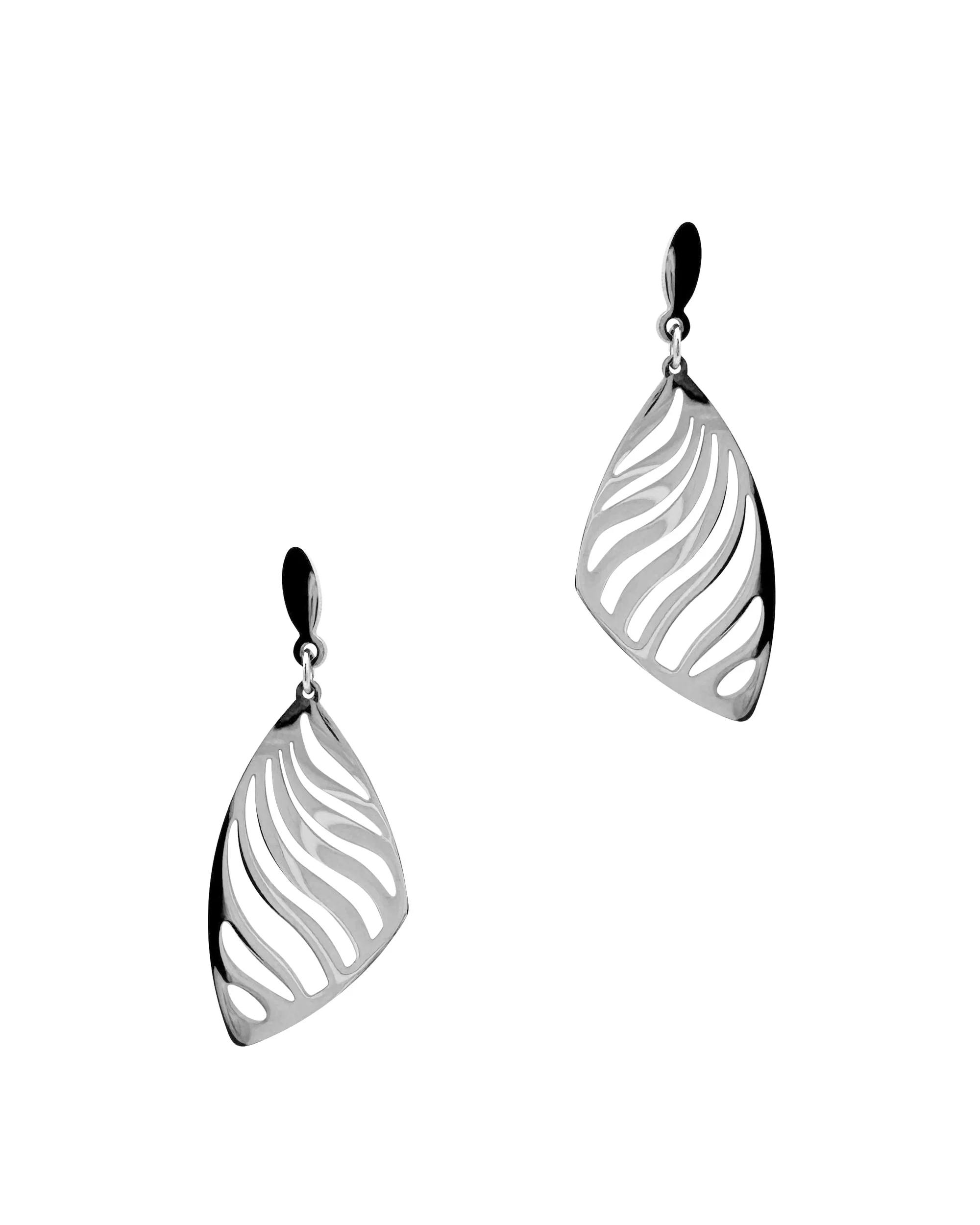 BOUCLES D'OREILLES EN ACIER FEUILLE PENDANTE