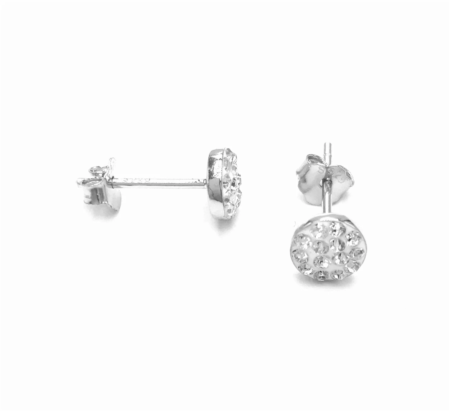 BOUCLES D'OREILLES EN ARGENT ROND AVEC STRASS - Image 3