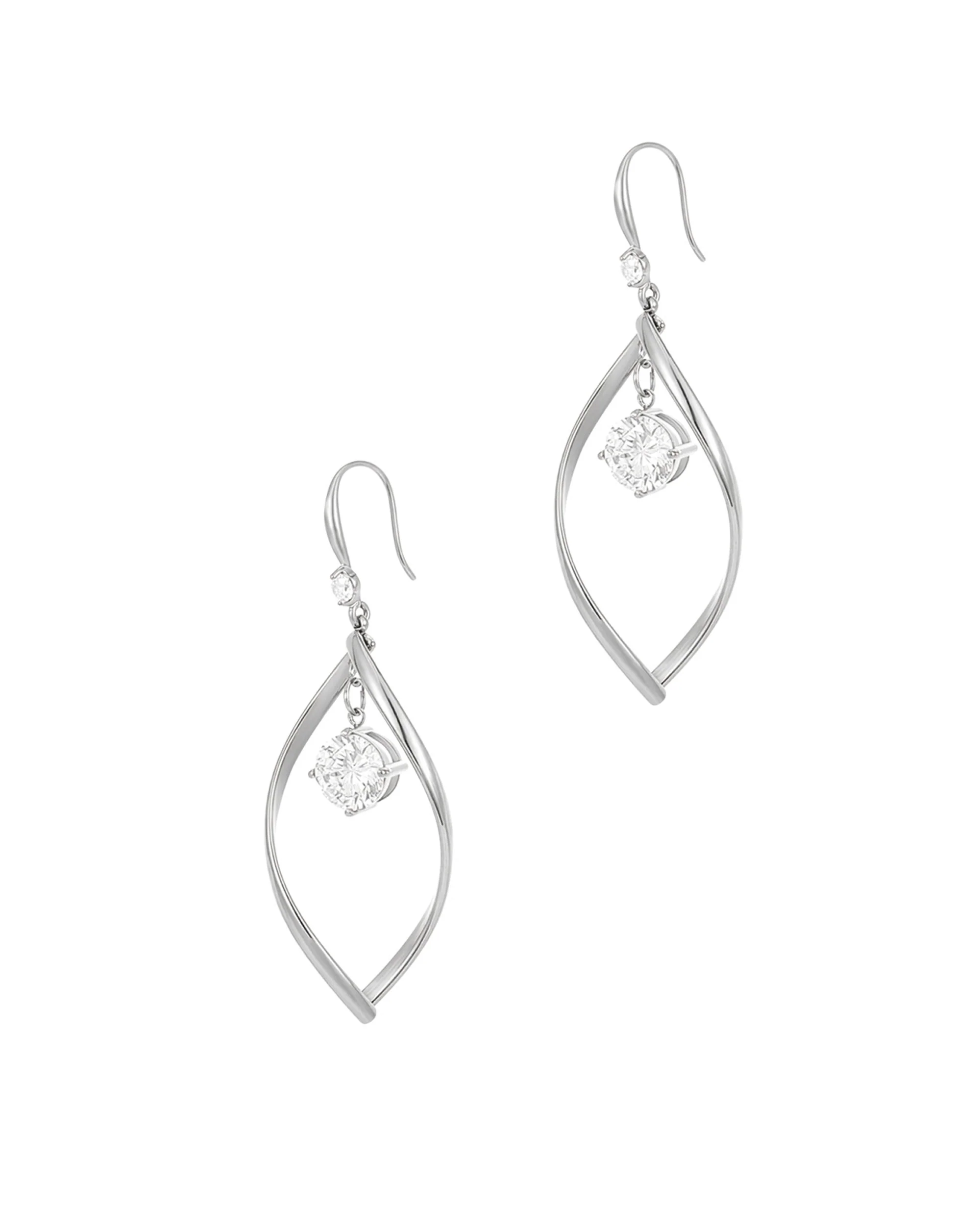 BOUCLES D'OREILLES EN ACIER SPIRALE AVEC STRASS