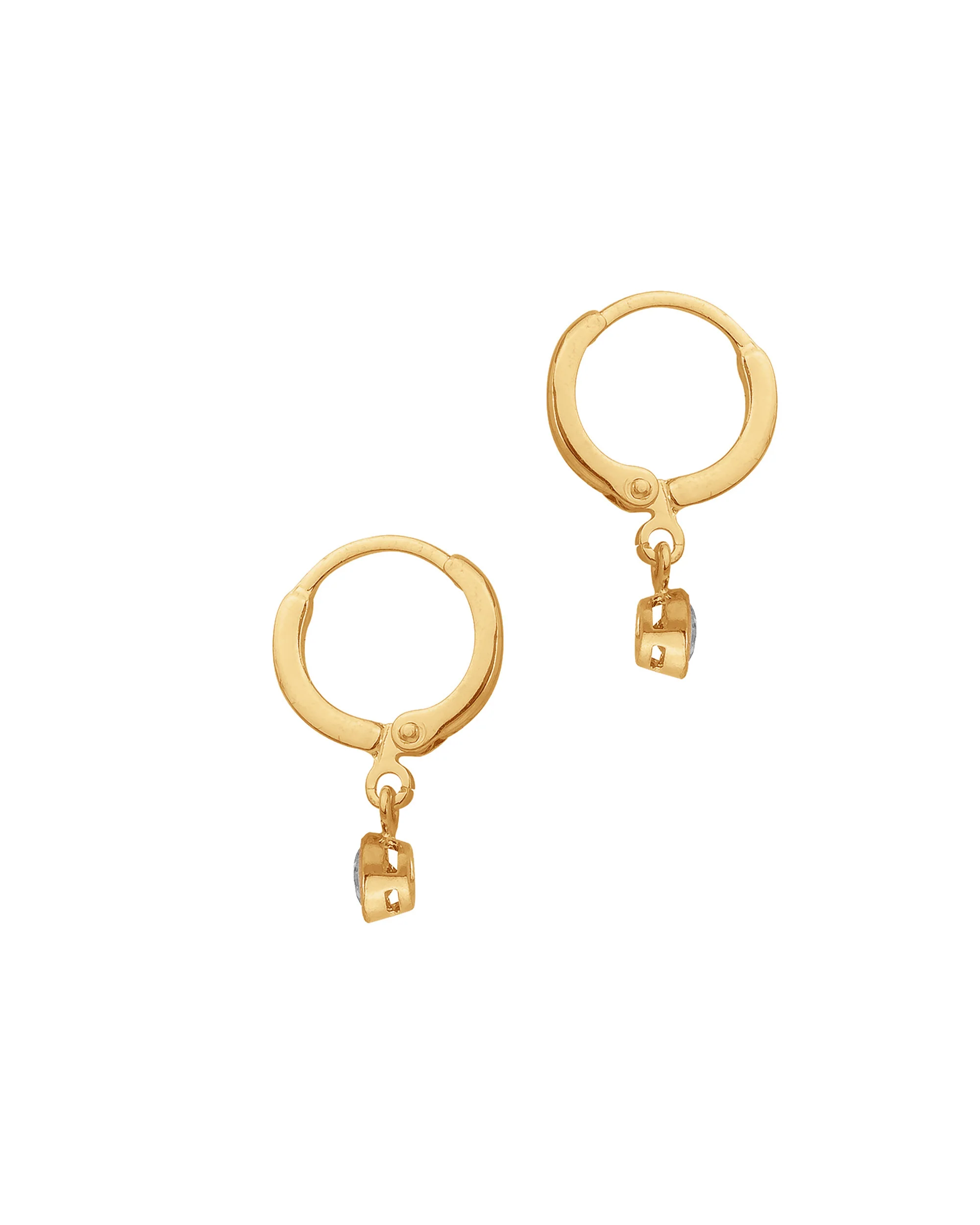 CREOLES EN PLAQUE OR AVEC SOLITAIRE PENDANT - Image 3