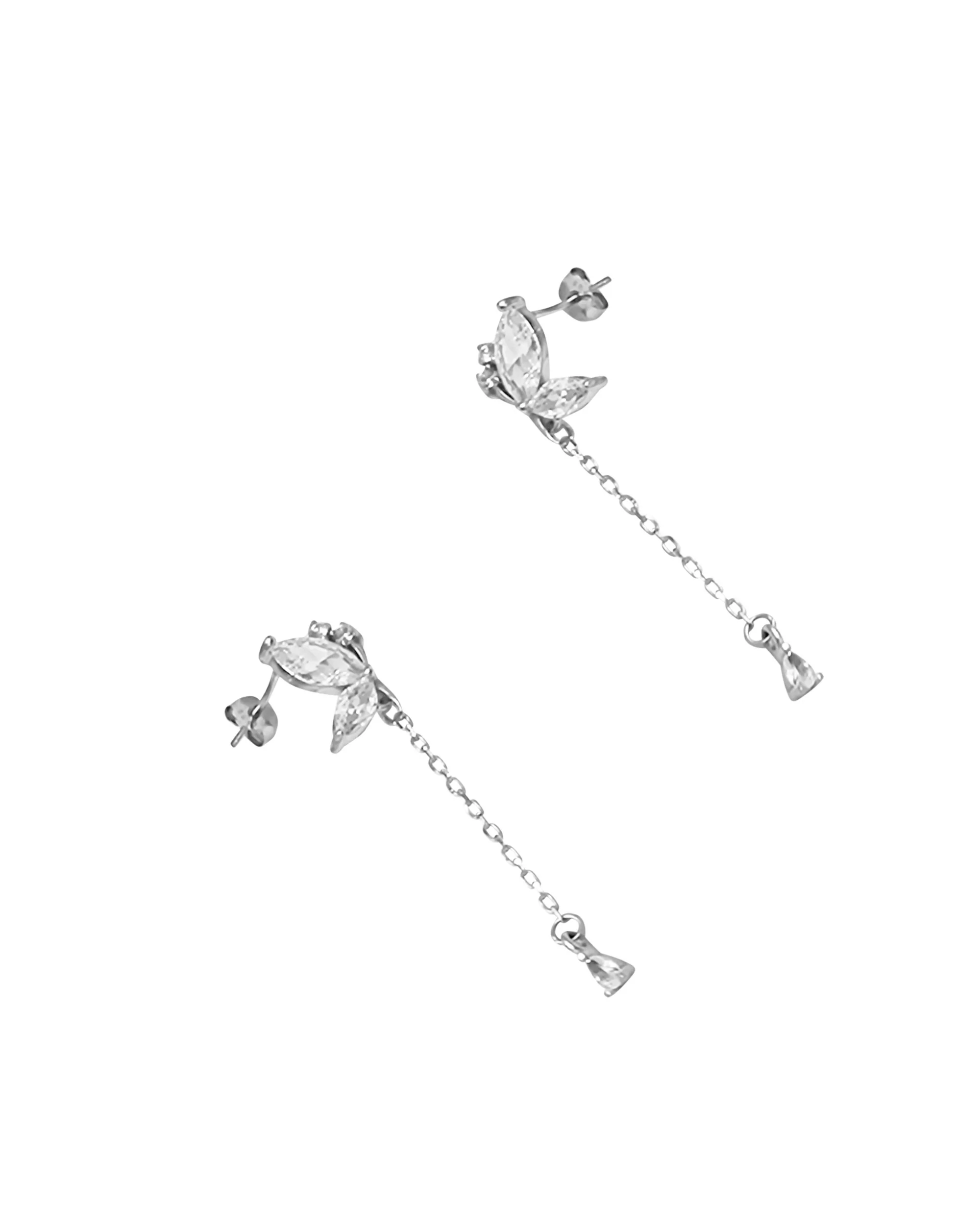 BOUCLES D'OREILLES EN ARGENT PENDANTES AVEC PAPILLON ET PIERRES - Image 3
