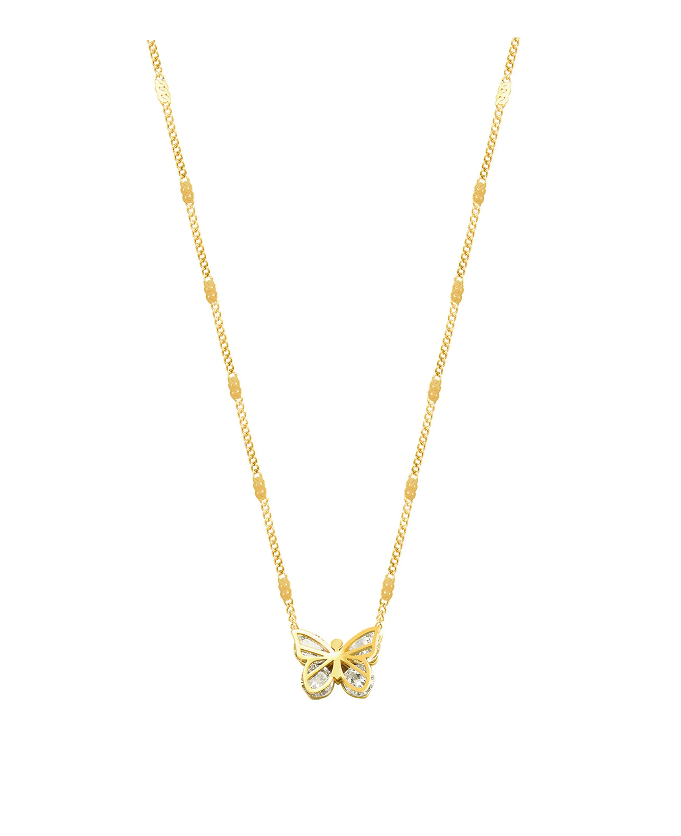 COLLIER EN ACIER DORE PAPILLON AVEC PIERRES - Image 2
