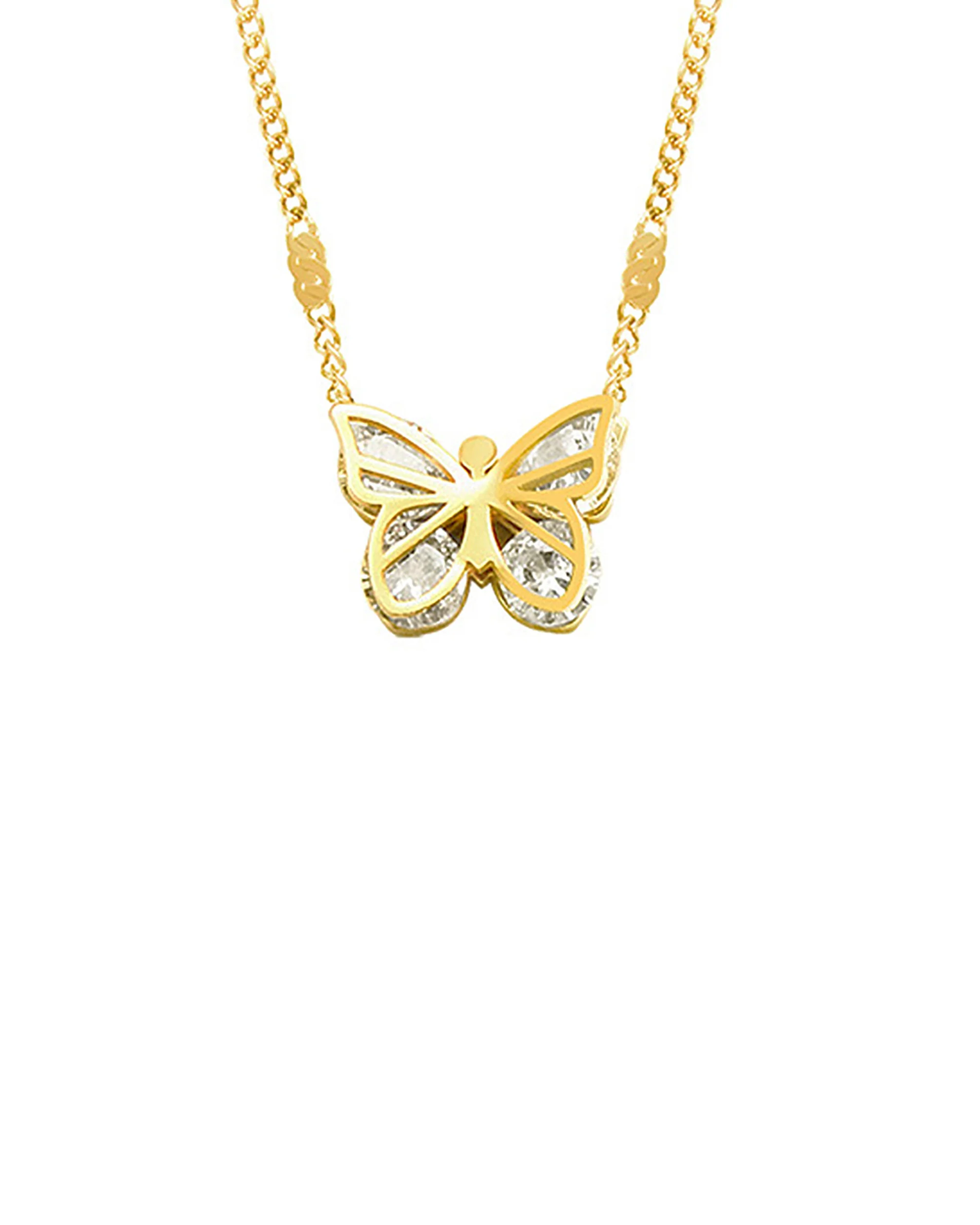 COLLIER EN ACIER DORE PAPILLON AVEC PIERRES - Image 3