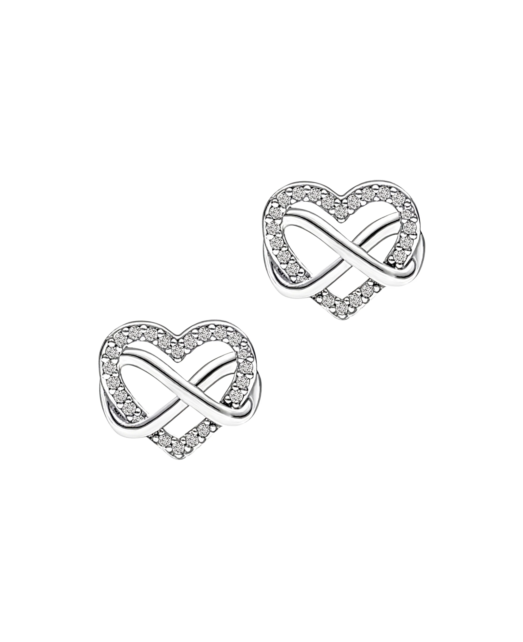 BOUCLES D'OREILLES EN ARGENT COEUR AVEC PIERRES ET INFINI