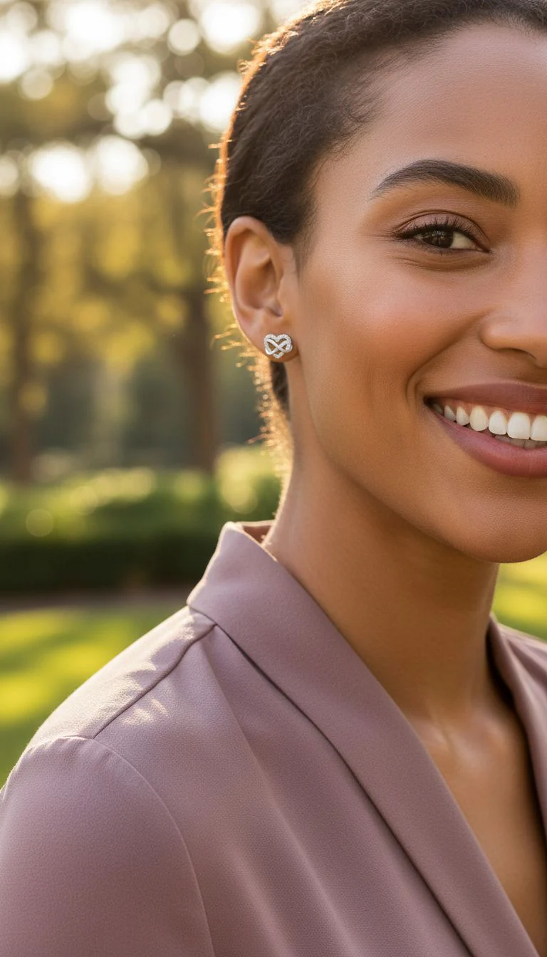 BOUCLES D'OREILLES EN ARGENT COEUR AVEC PIERRES ET INFINI - Image 2