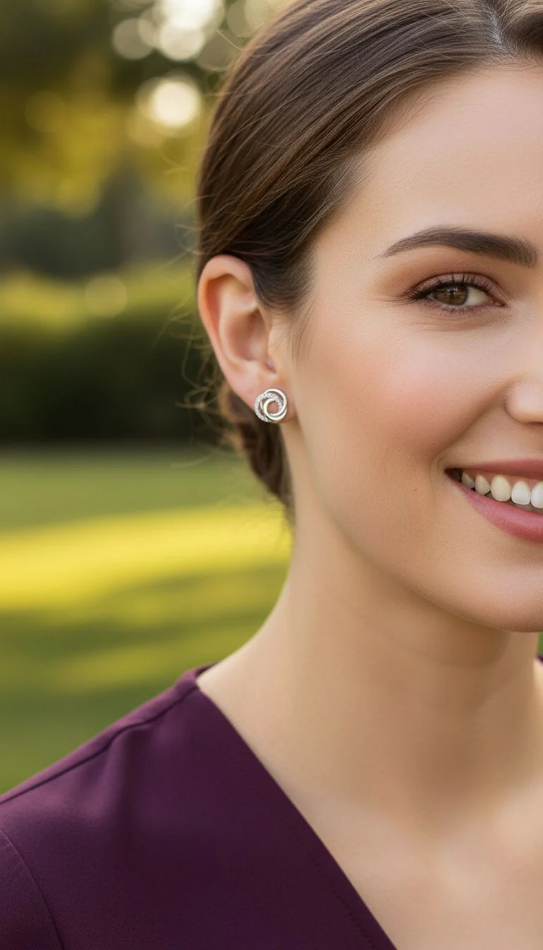 BOUCLES D'OREILLES EN ARGENT 3 CERCLES ET PIERRES - Image 2