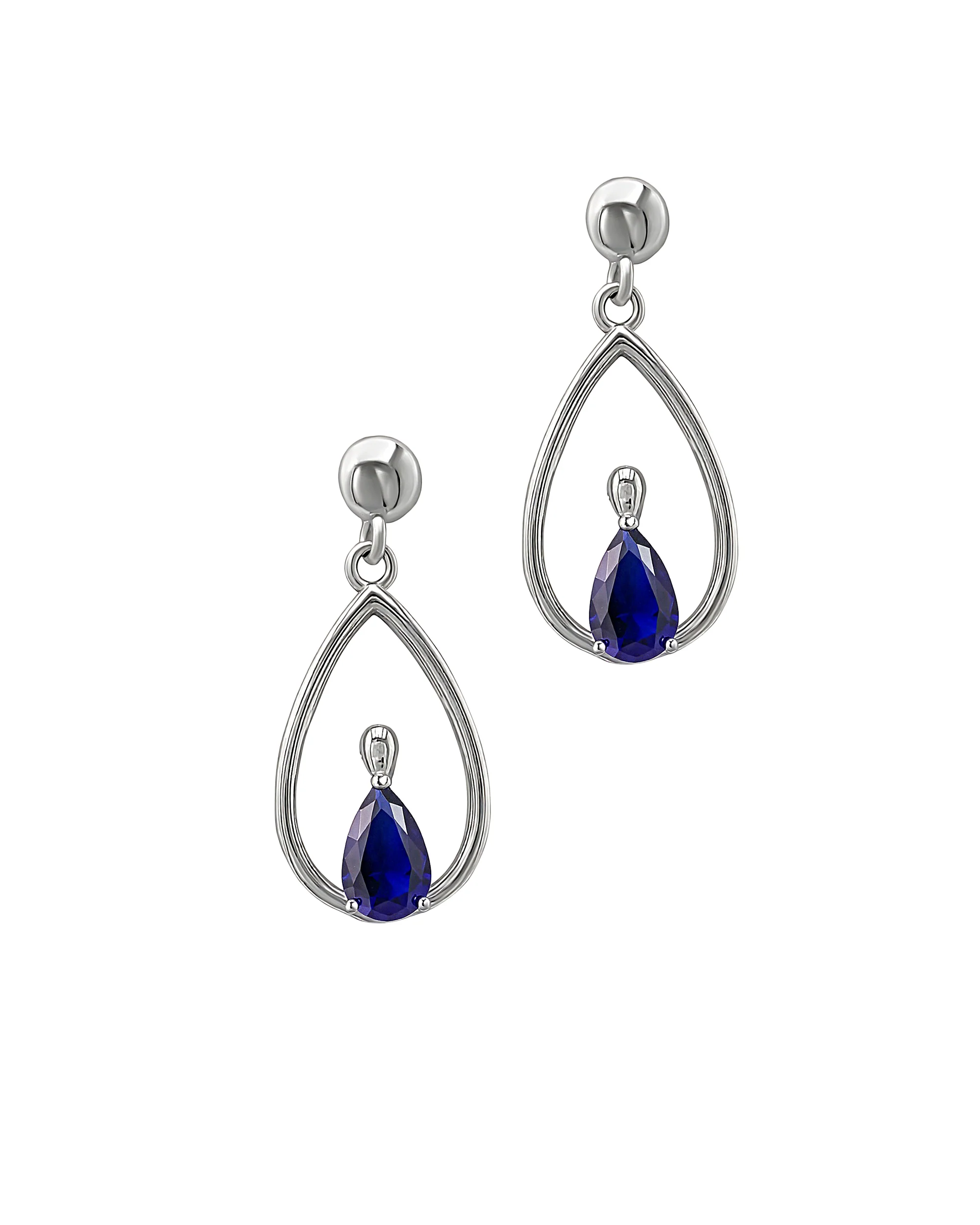 BOUCLES D'OREILLES EN ARGENT GOUTTE PENDANTE ET PIERRE BLEUE