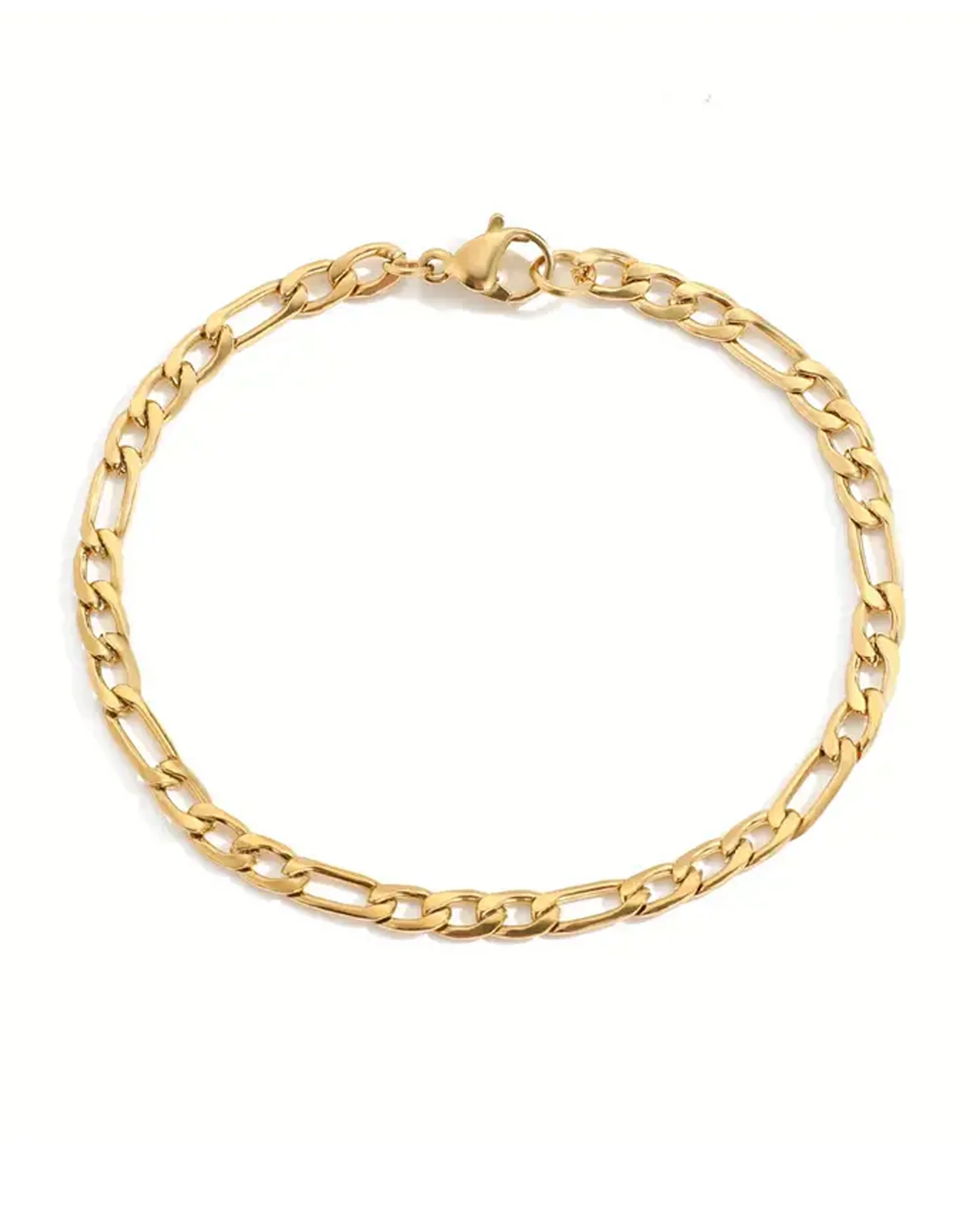 BRACELET EN ACIER DORE MAILLE FIGARO 6 MM - Image 3