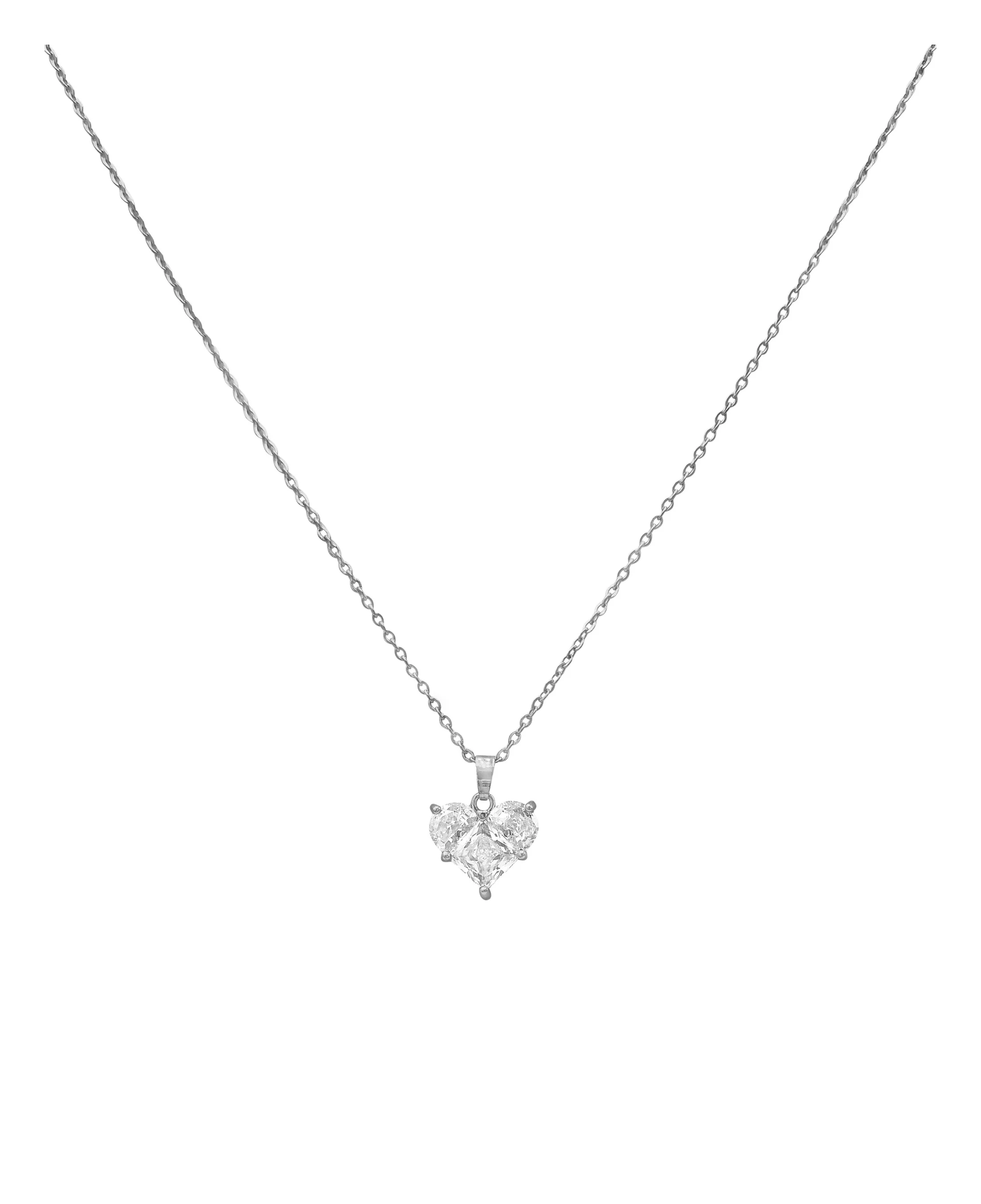 COLLIER EN ACIER PENDENTIF COEUR BLANC - Image 2