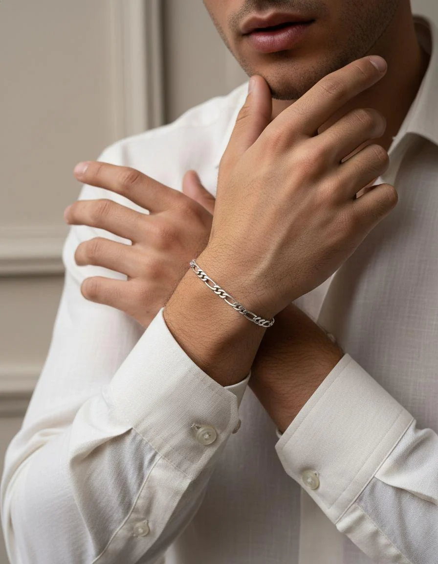 BRACELET EN ACIER MAILLE FIGARO 5,5 MM - Image 2