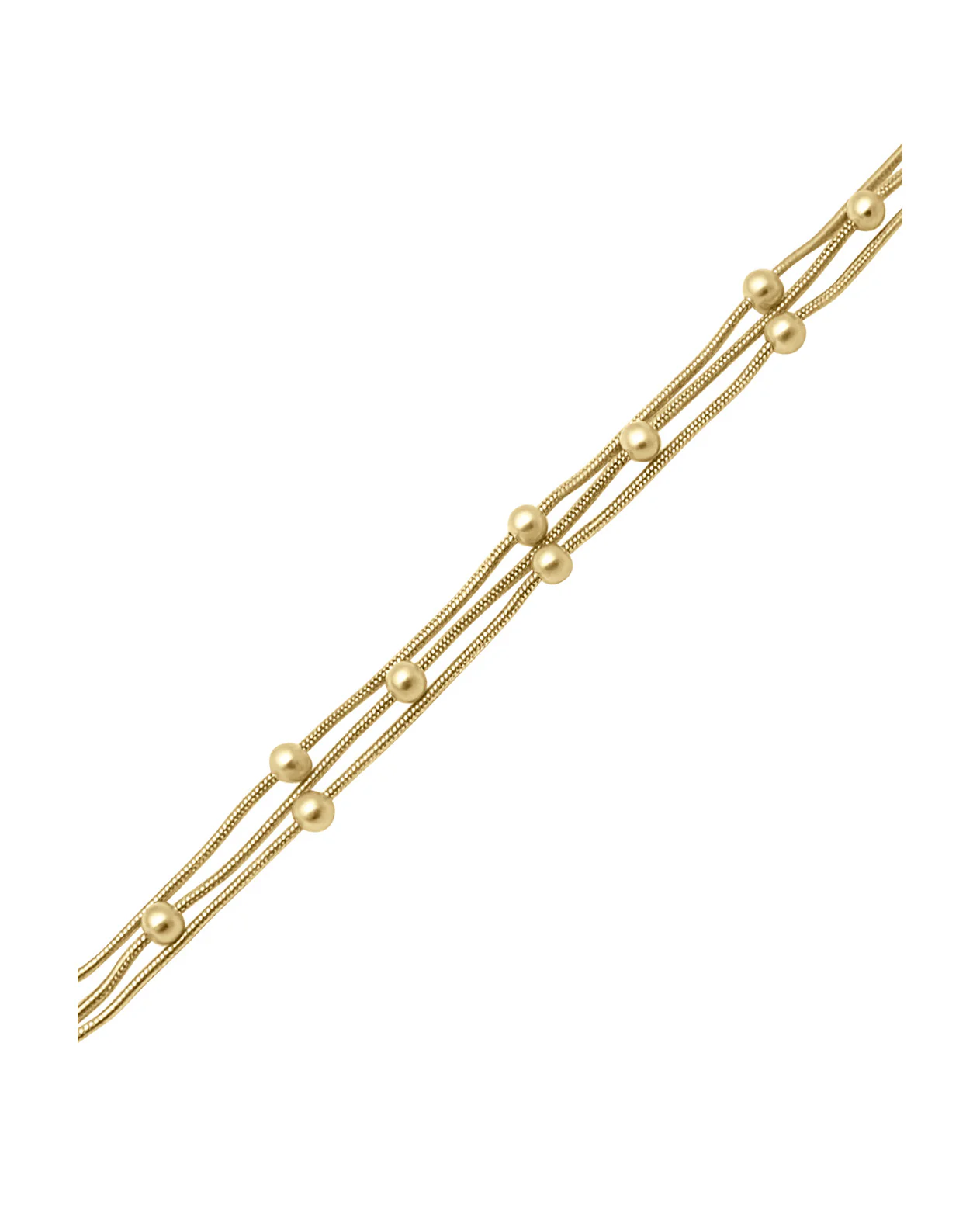 BRACELET EN ACIER DORE TRIPLE MAILLE AVEC BILLES