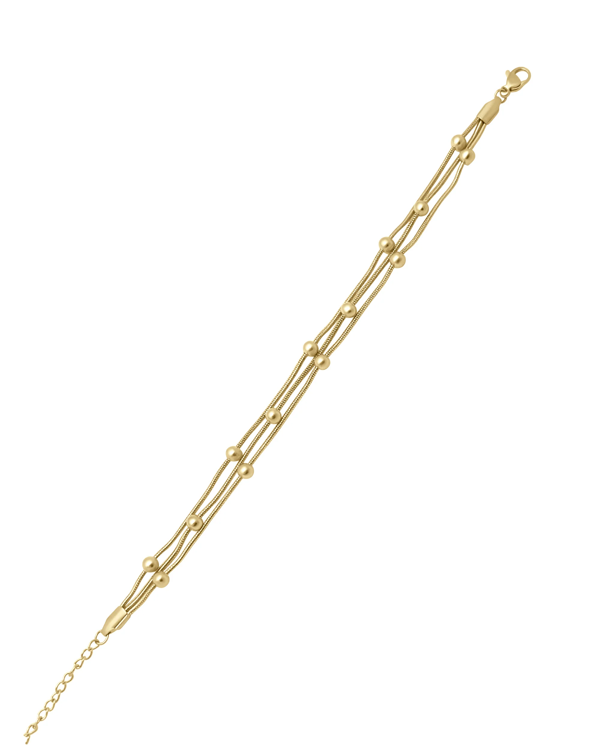 BRACELET EN ACIER DORE TRIPLE MAILLE AVEC BILLES - Image 3