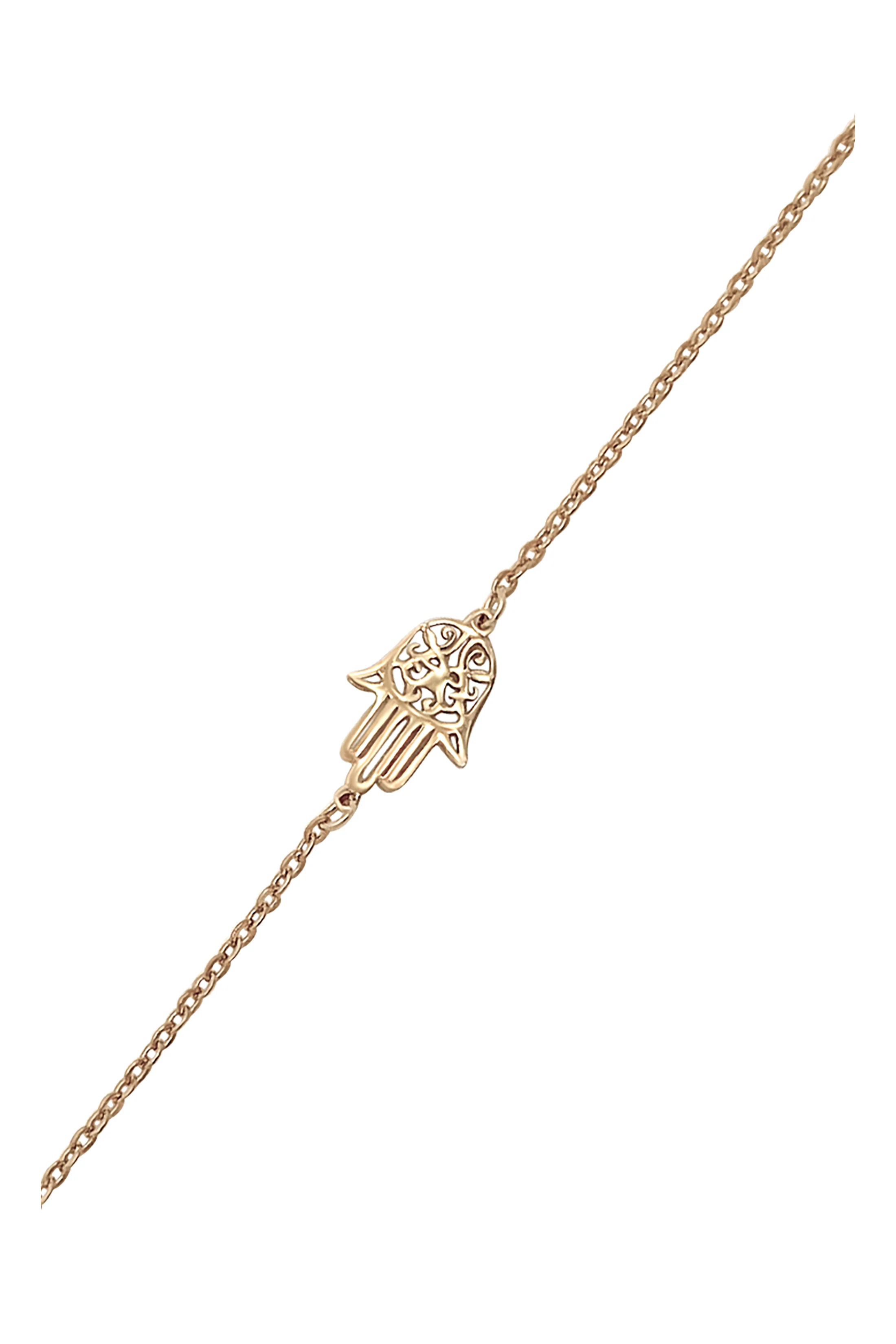 BRACELET EN ACIER DORE AVEC MAIN DE FATMA