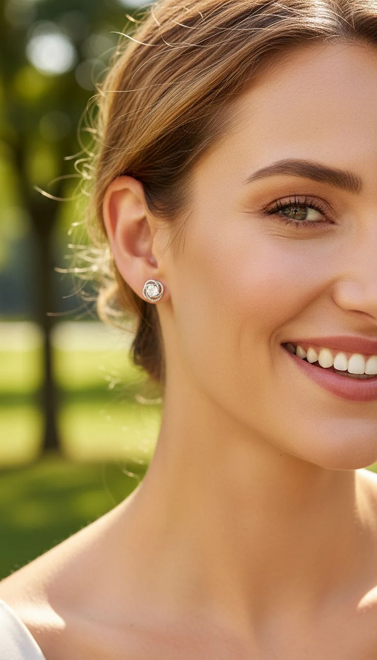 BOUCLES D'OREILLE ARGENT AVEC GROS SOLITAIRE - Image 2