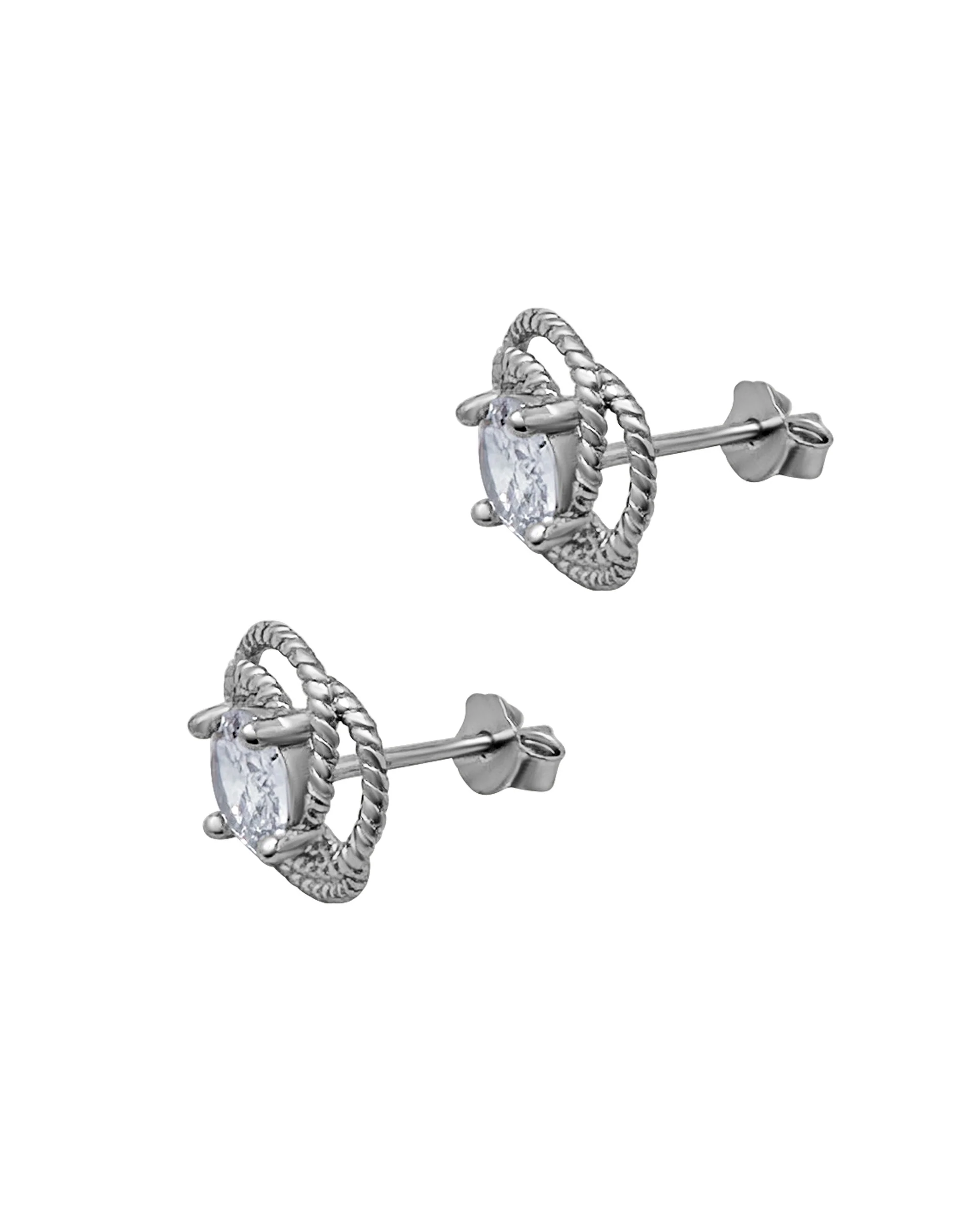 BOUCLES D'OREILLE ARGENT AVEC GROS SOLITAIRE - Image 3