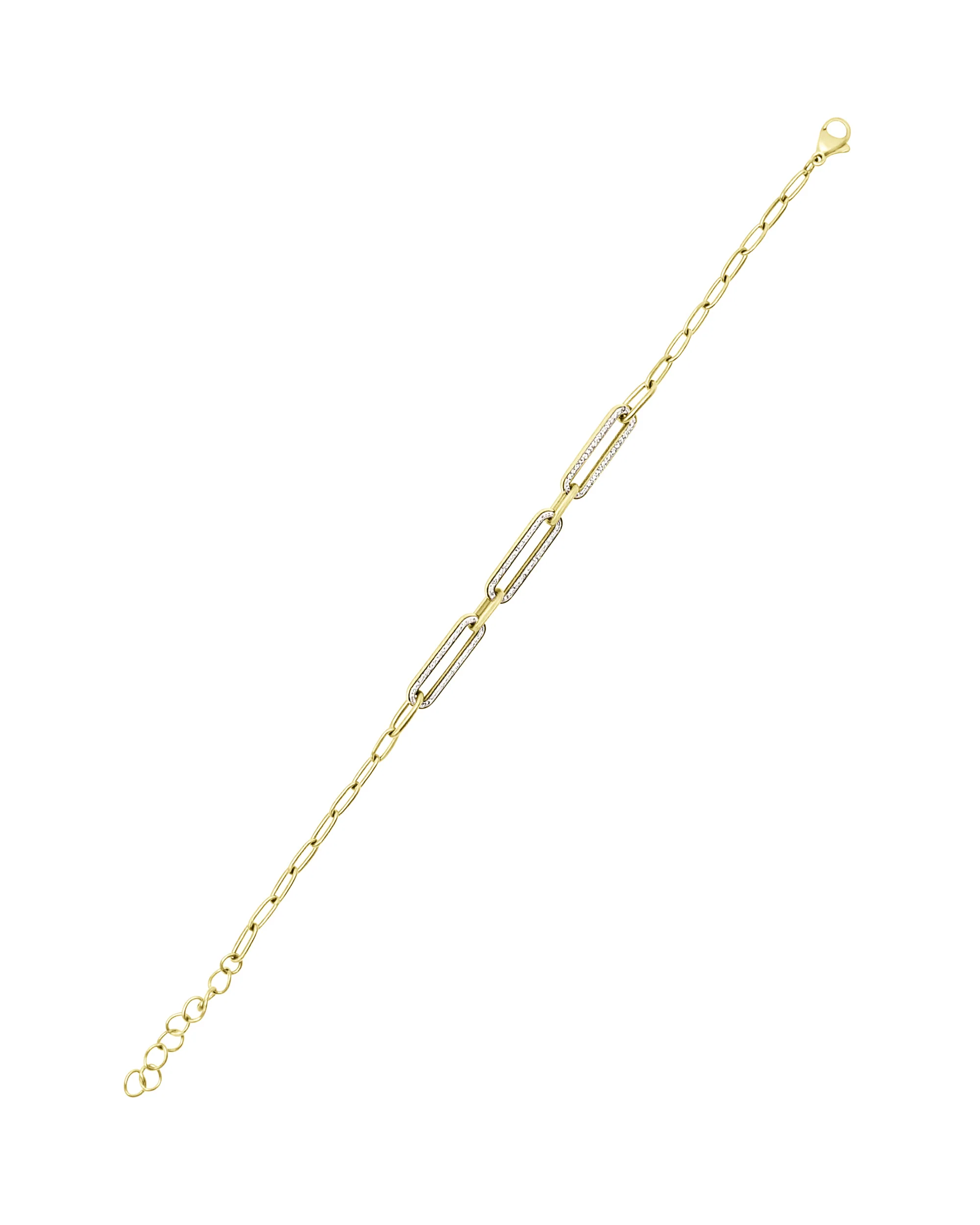 BRACELET EN ACIER DORE AVEC RECTANGLE ET STRASS - Image 3