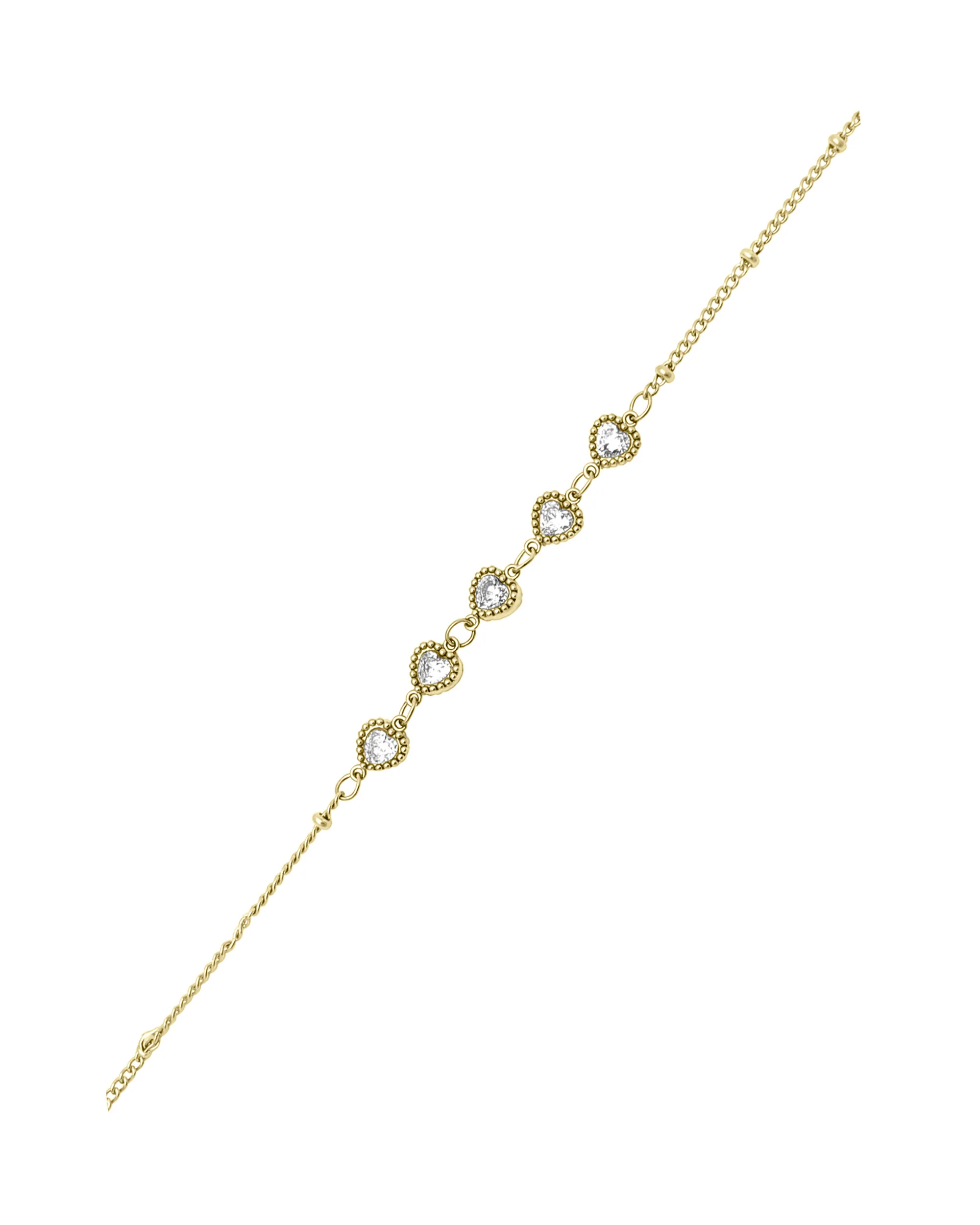 BRACELET EN ACIER DORE 5 COEURS AVEC ZIRCONIUM - Image 3
