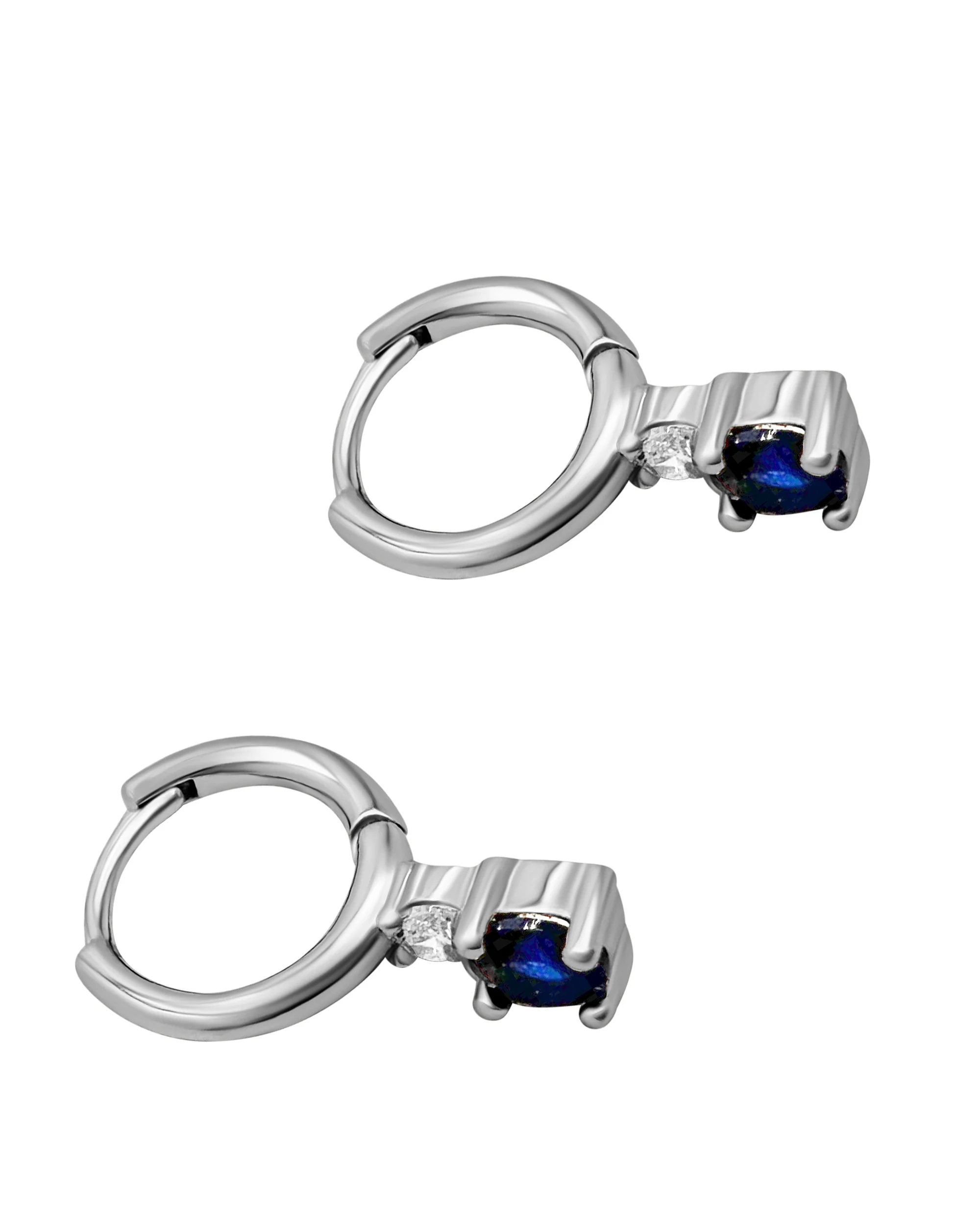 CREOLES EN ARGENT AVEC SOLITAIRE PENDANT - Image 3
