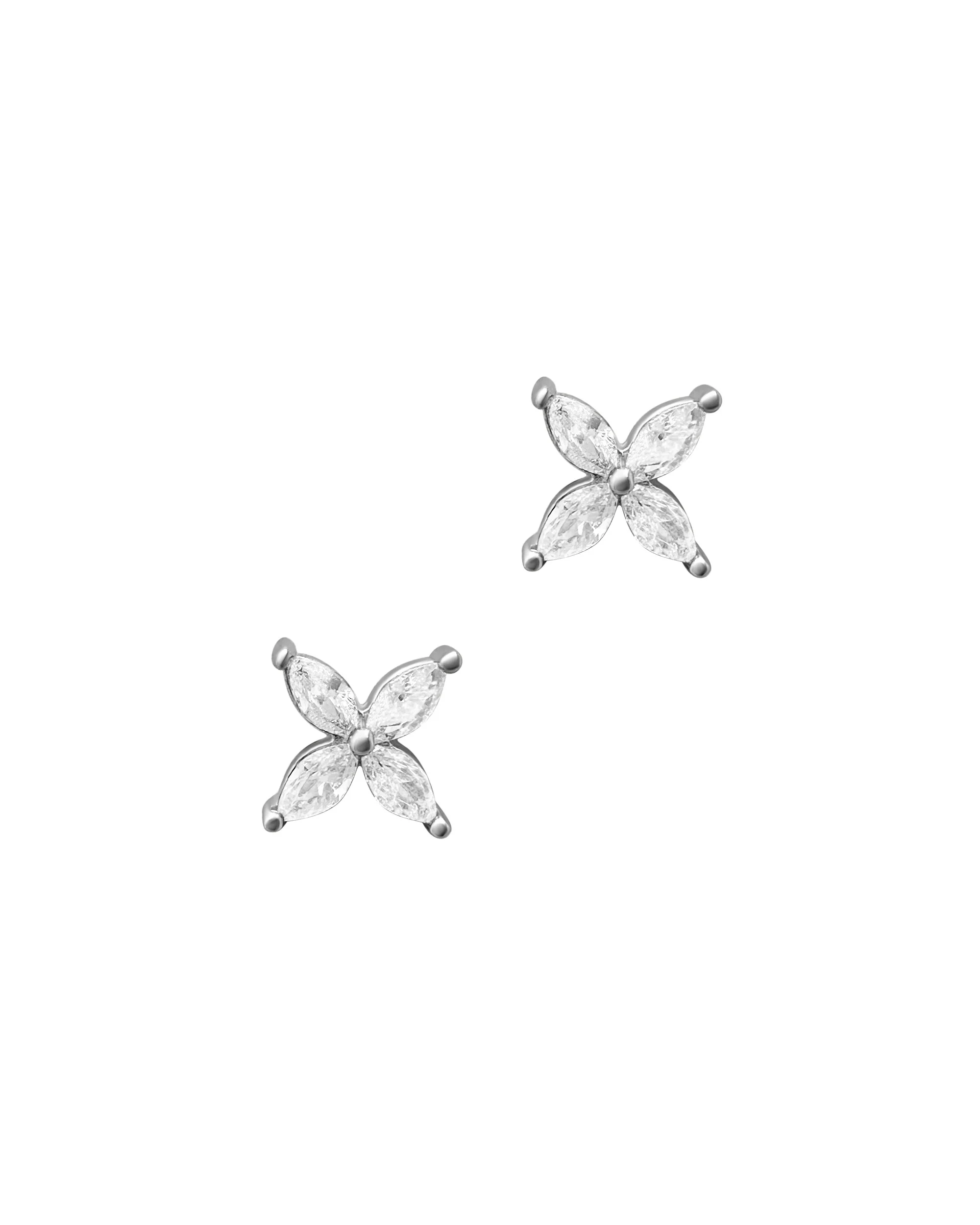 BOUCLES D'OREILLES EN ARGENT FLEUR AVEC PIERRES