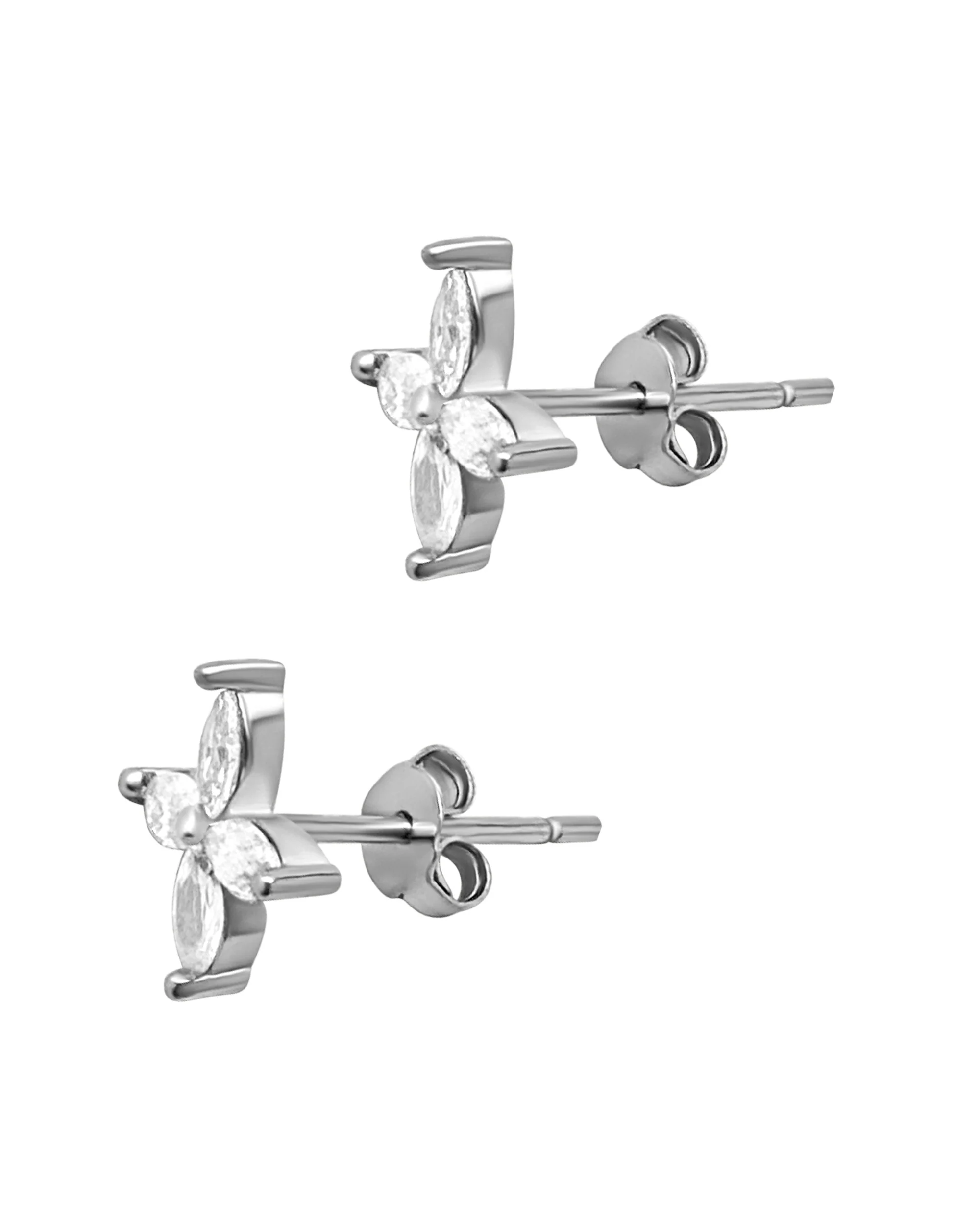 BOUCLES D'OREILLES EN ARGENT FLEUR AVEC PIERRES - Image 2