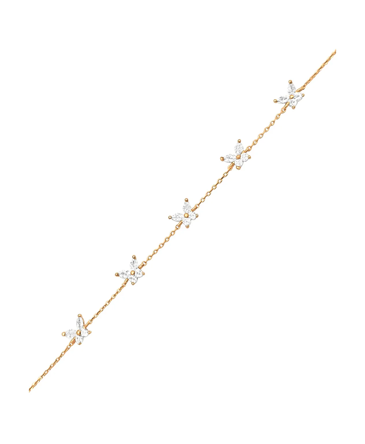 BRACELET EN PLAQUE OR AVEC PAPILLONS ZIRCONIUM