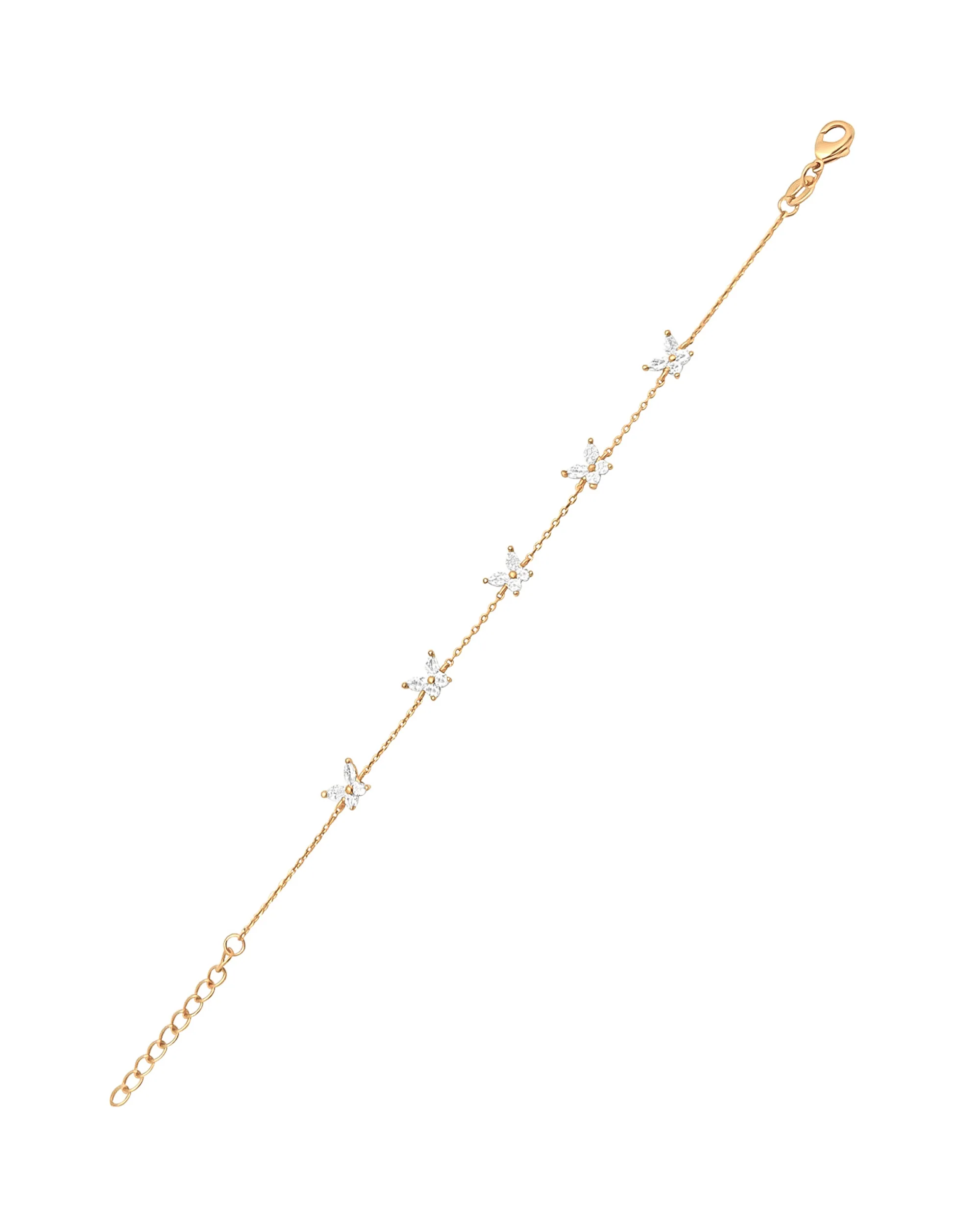 BRACELET EN PLAQUE OR AVEC PAPILLONS ZIRCONIUM - Image 3