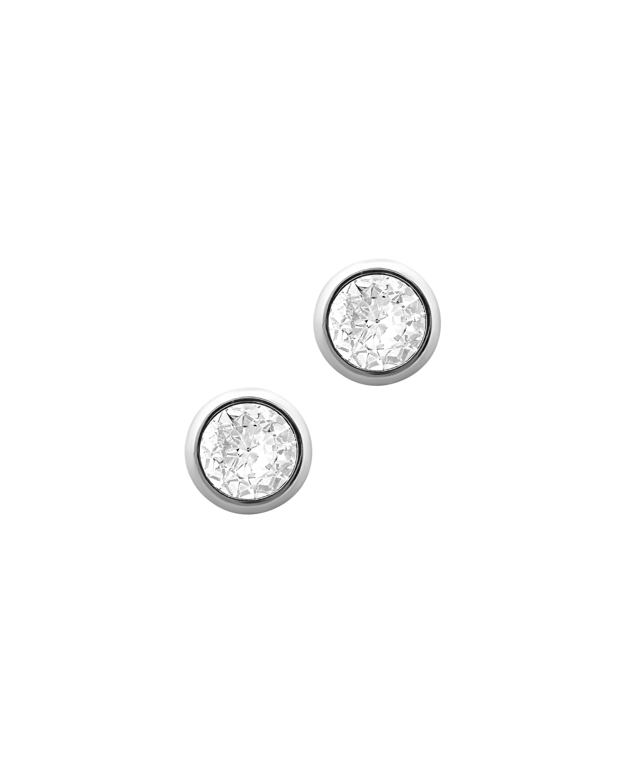 BOUCLES D'OREILLES EN ACIER AVEC SOLITAIRE BOMBE
