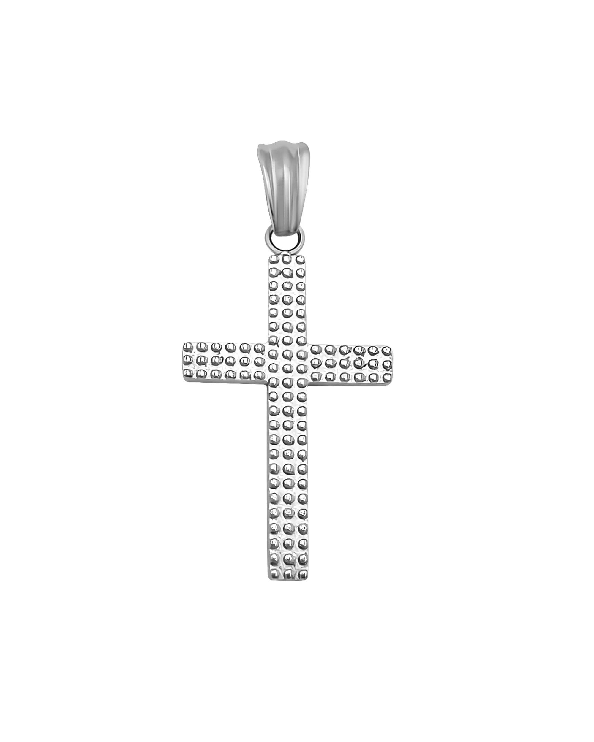 PENDENTIF EN ACIER MOTIF CROIX MARTELÉ