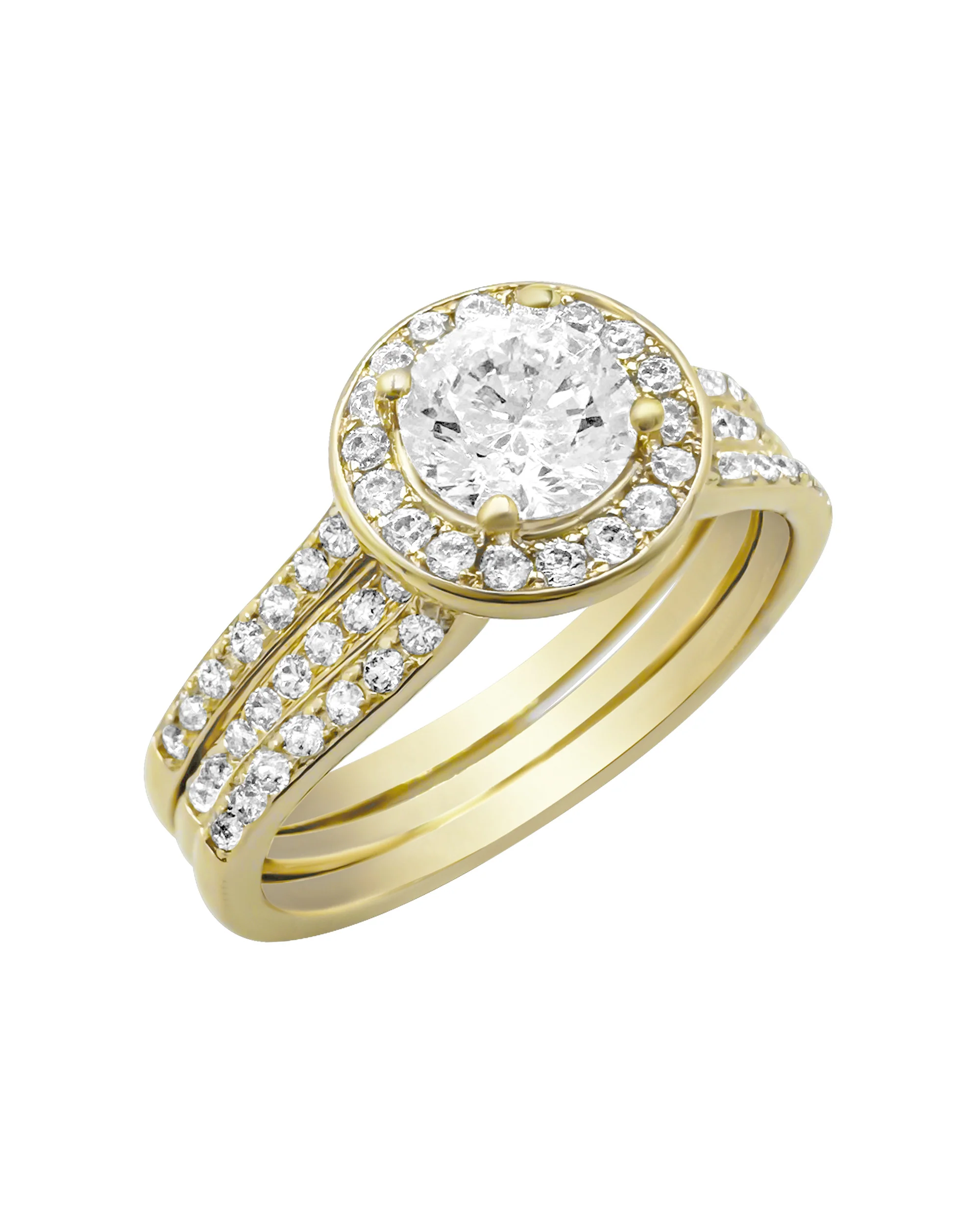 BAGUE EN PLAQUE OR TRIPLE LIGNES AVEC SOLITAIRE
