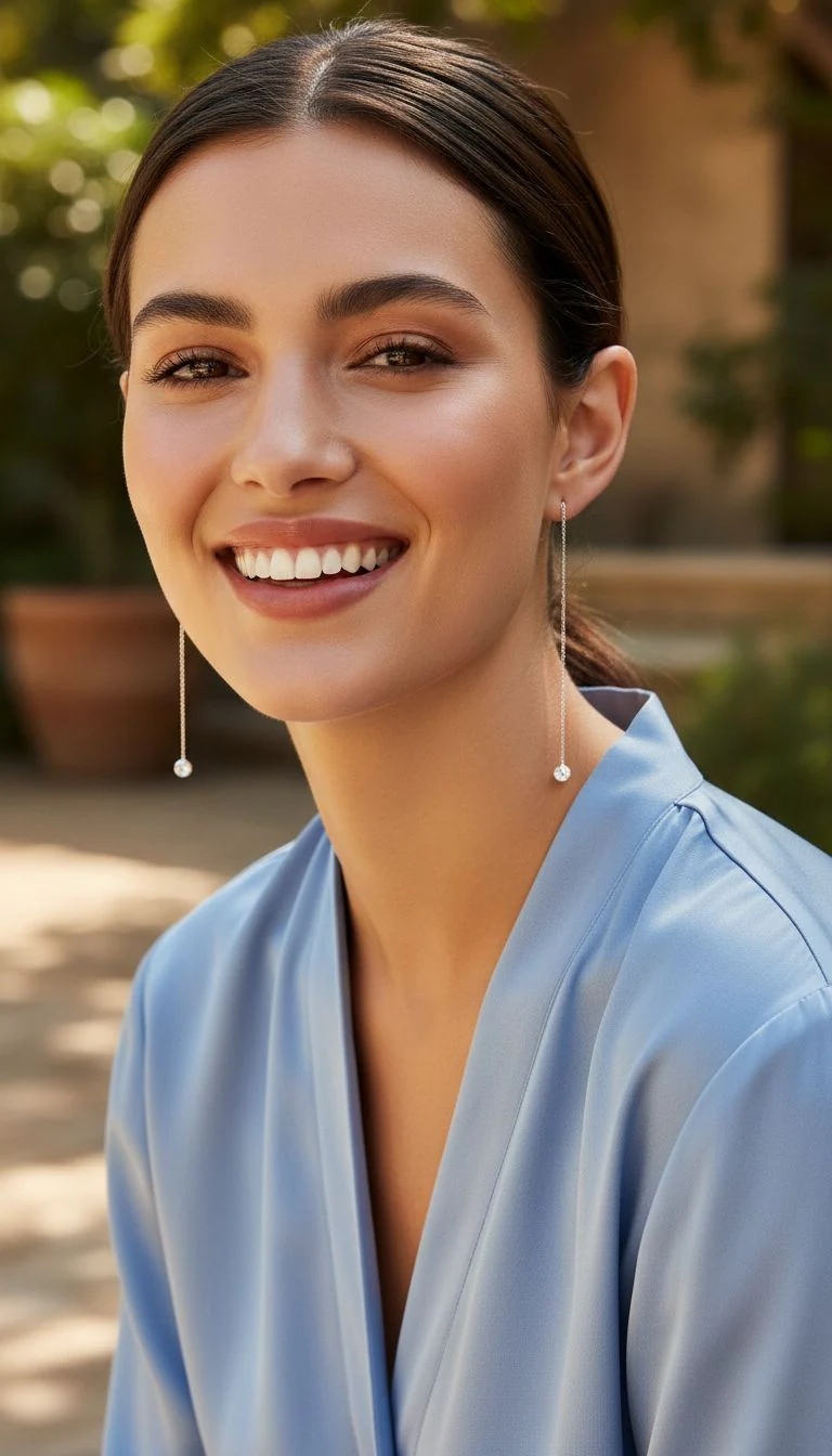 BOUCLES D'OREILLES EN ARGENT SOLITAIRE PENDANT - Image 2