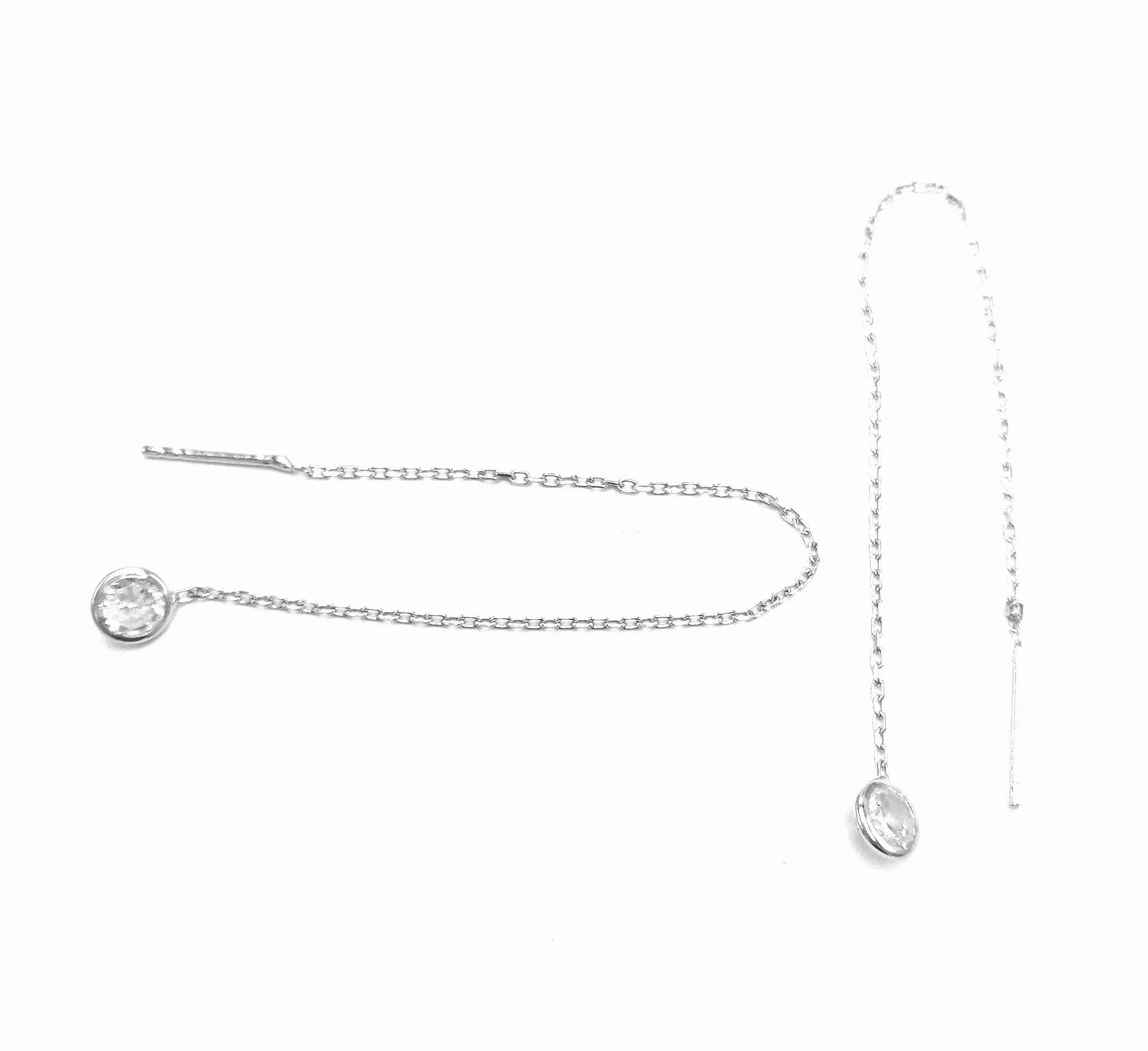 BOUCLES D'OREILLES EN ARGENT SOLITAIRE PENDANT - Image 3