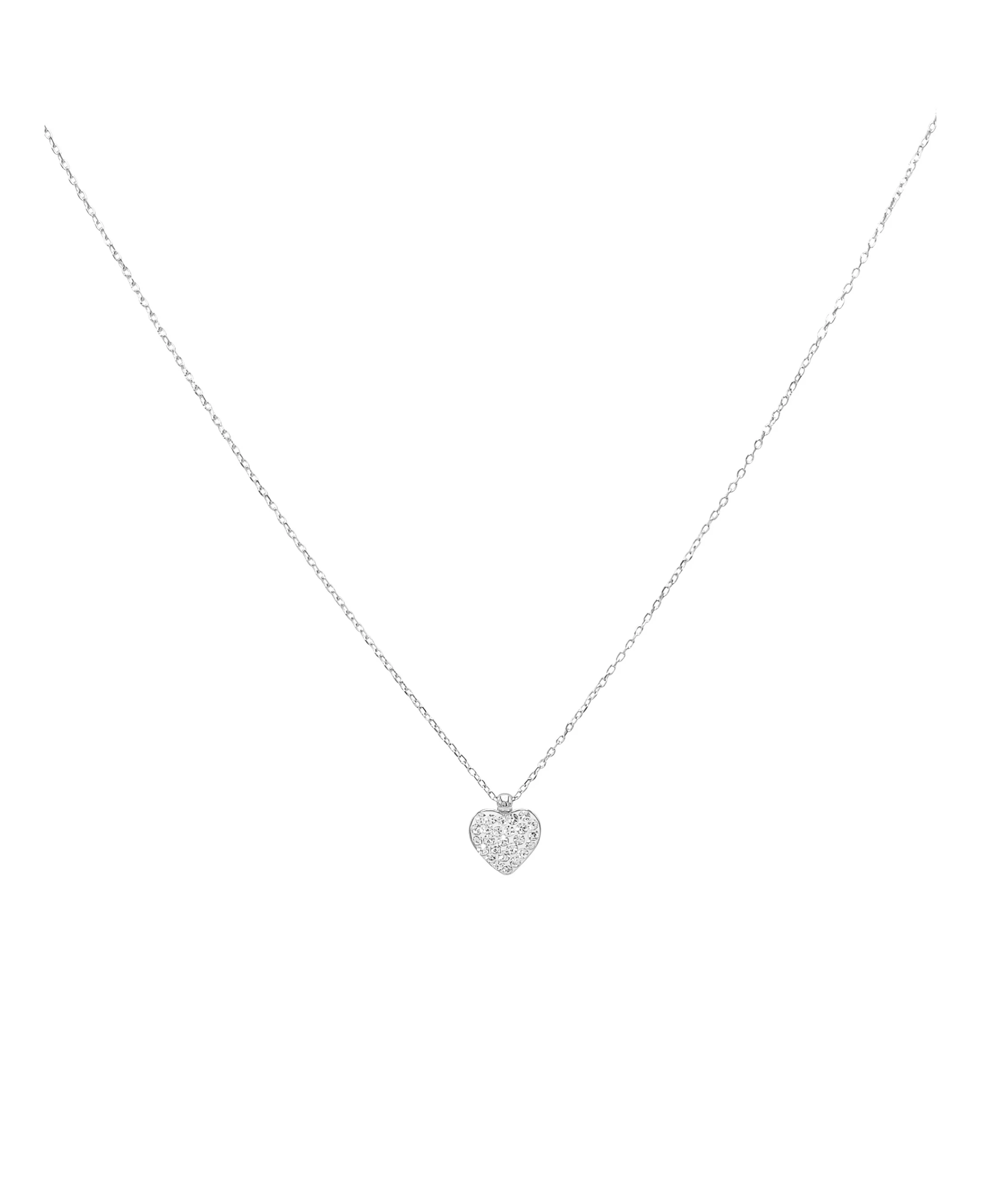 COLLIER EN ARGENT PENDENTIF COEUR AVEC STRASS - Image 2