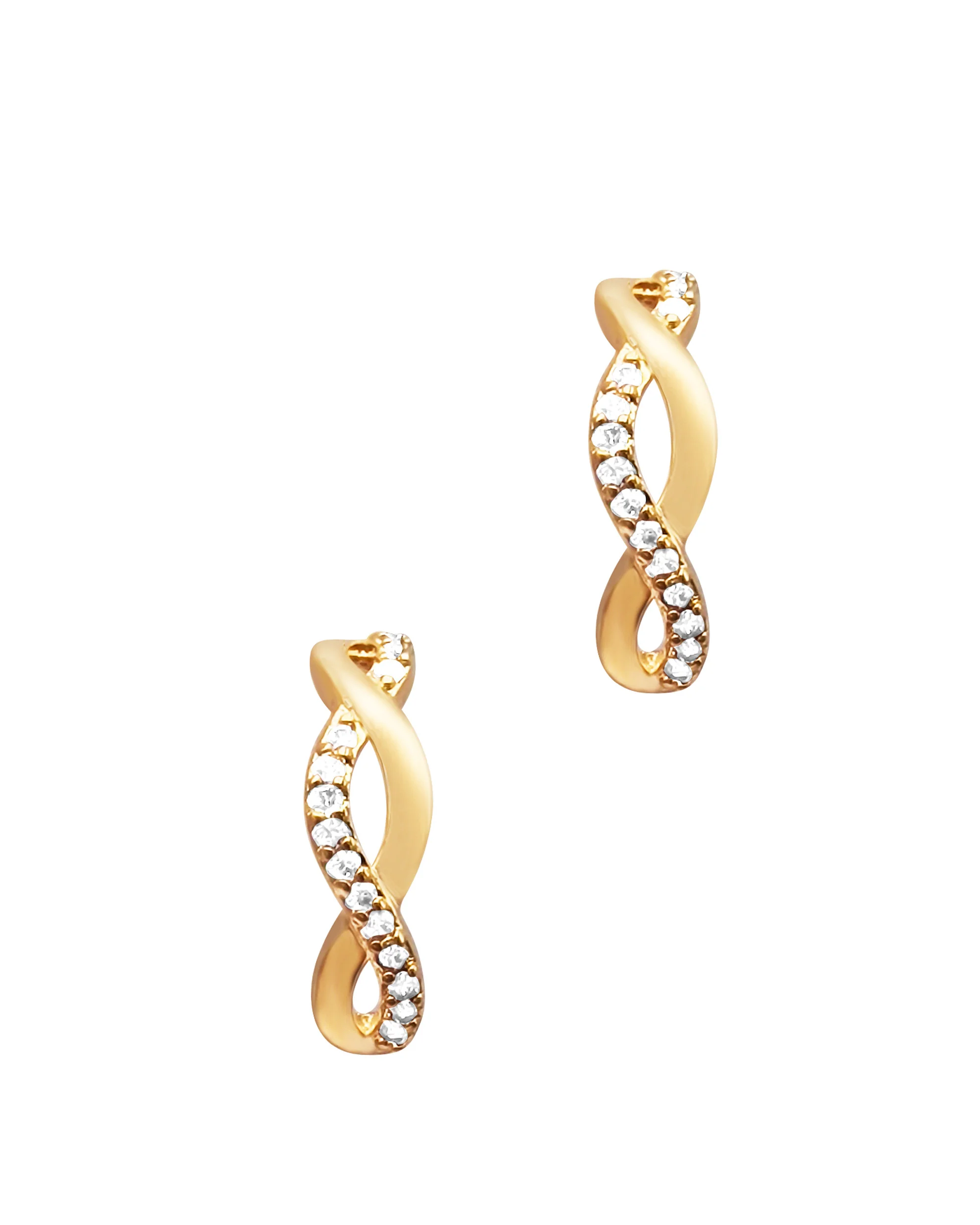 DEMI CREOLES EN PLAQUE OR SERTIES DE PIERRES 1,7 CM