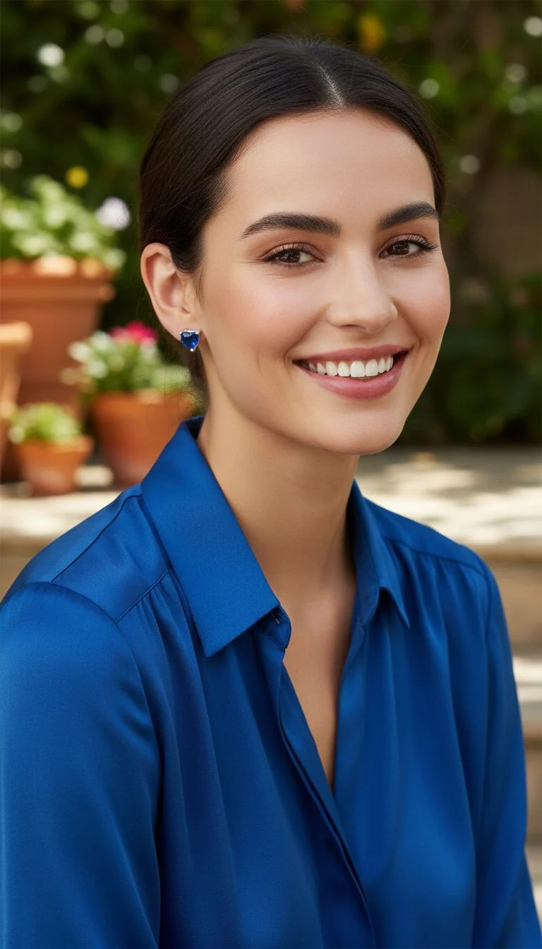 BOUCLES D'OREILLES EN ARGENT COEUR BLEU - Image 2