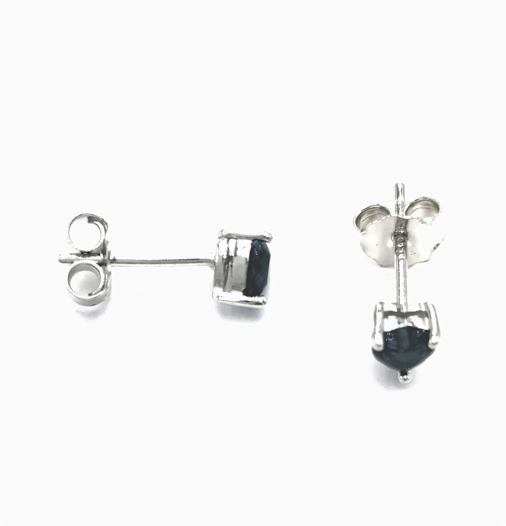 BOUCLES D'OREILLES EN ARGENT COEUR BLEU - Image 3