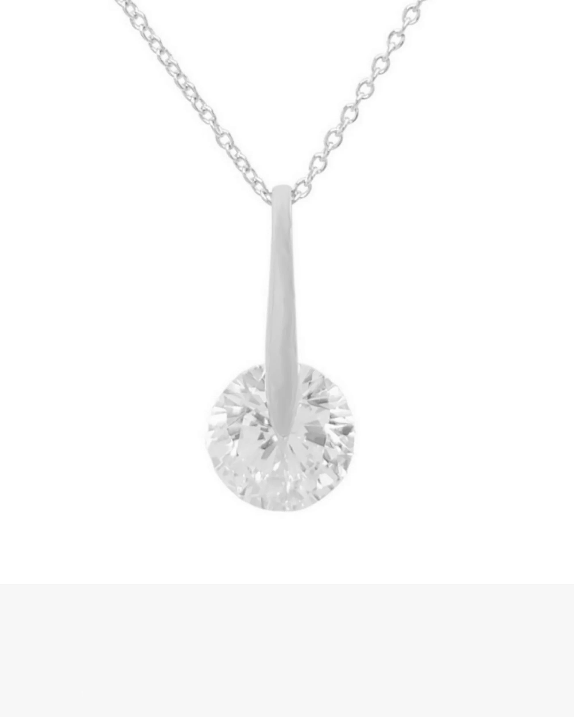 COLLIER EN ARGENT PENDENTIF BARRE ET SOLITAIRE - Image 3