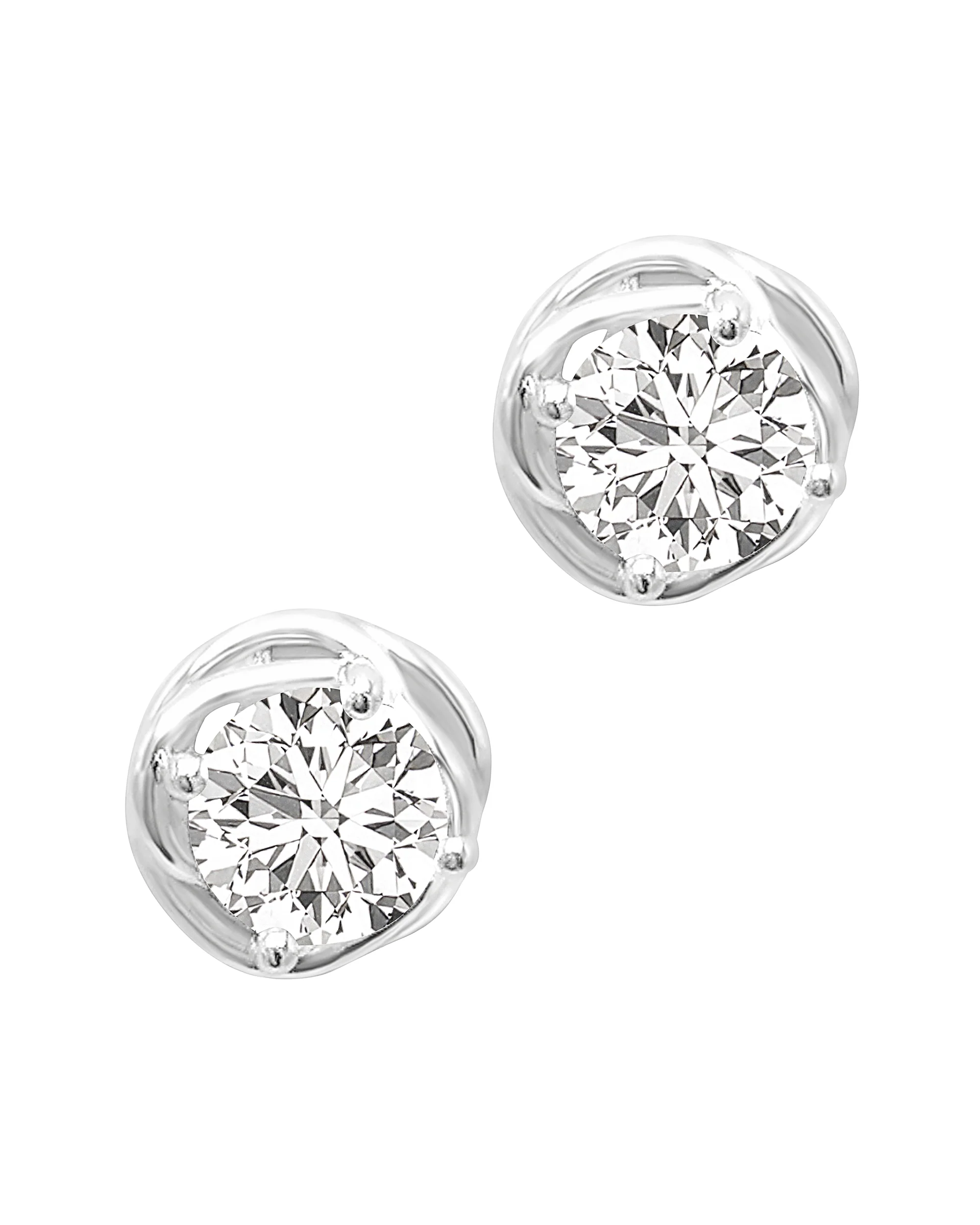 BOUCLES D'OREILLES EN ARGENT SOLITAIRE ET FIL TORSADE