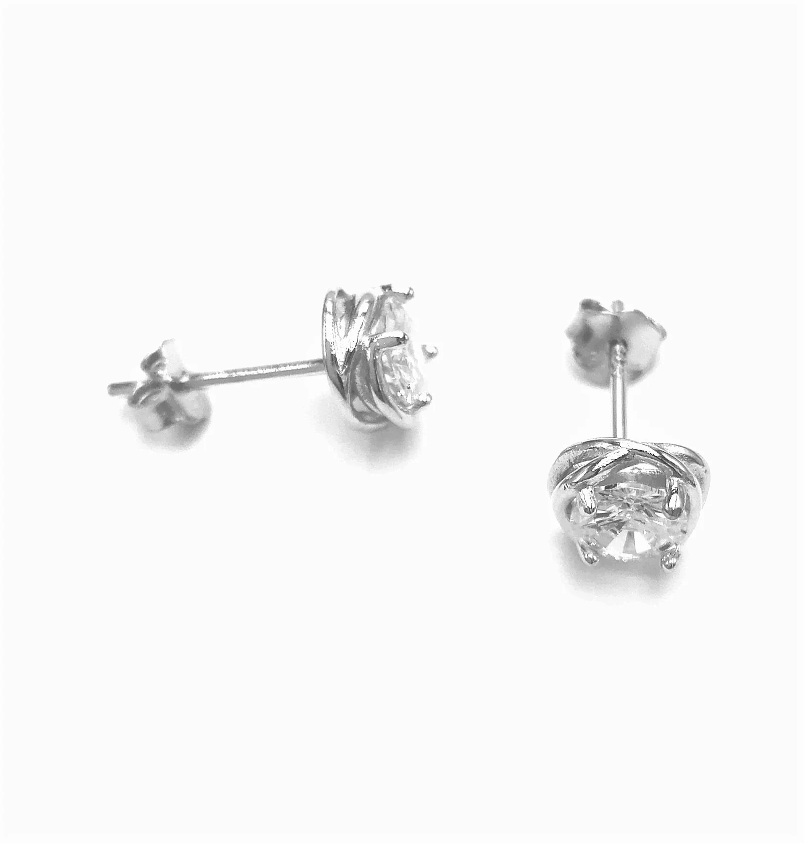 BOUCLES D'OREILLES EN ARGENT SOLITAIRE ET FIL TORSADE - Image 3