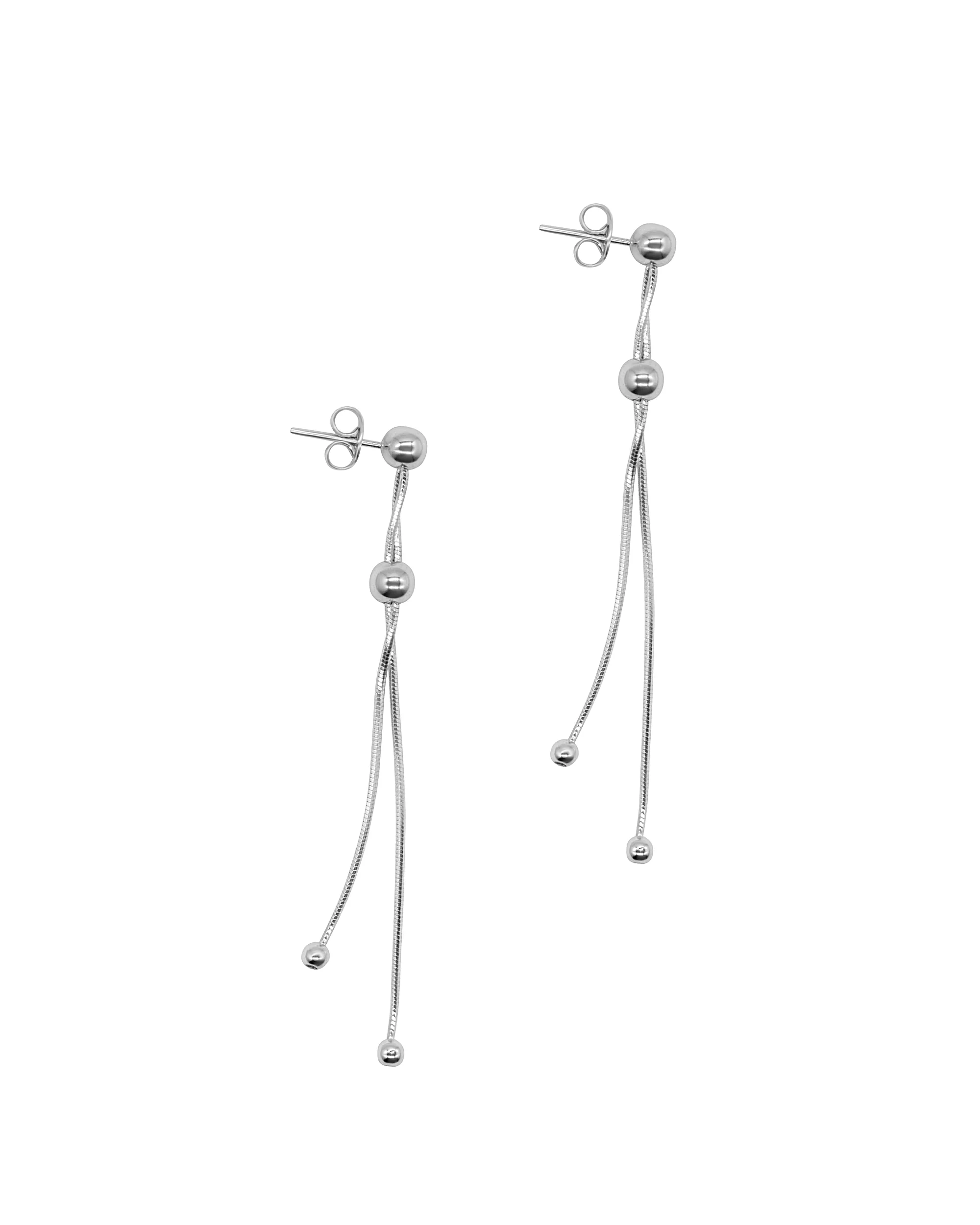 BOUCLES D'OREILLES EN ARGENT MAILLES PENDANTES ET BOULES