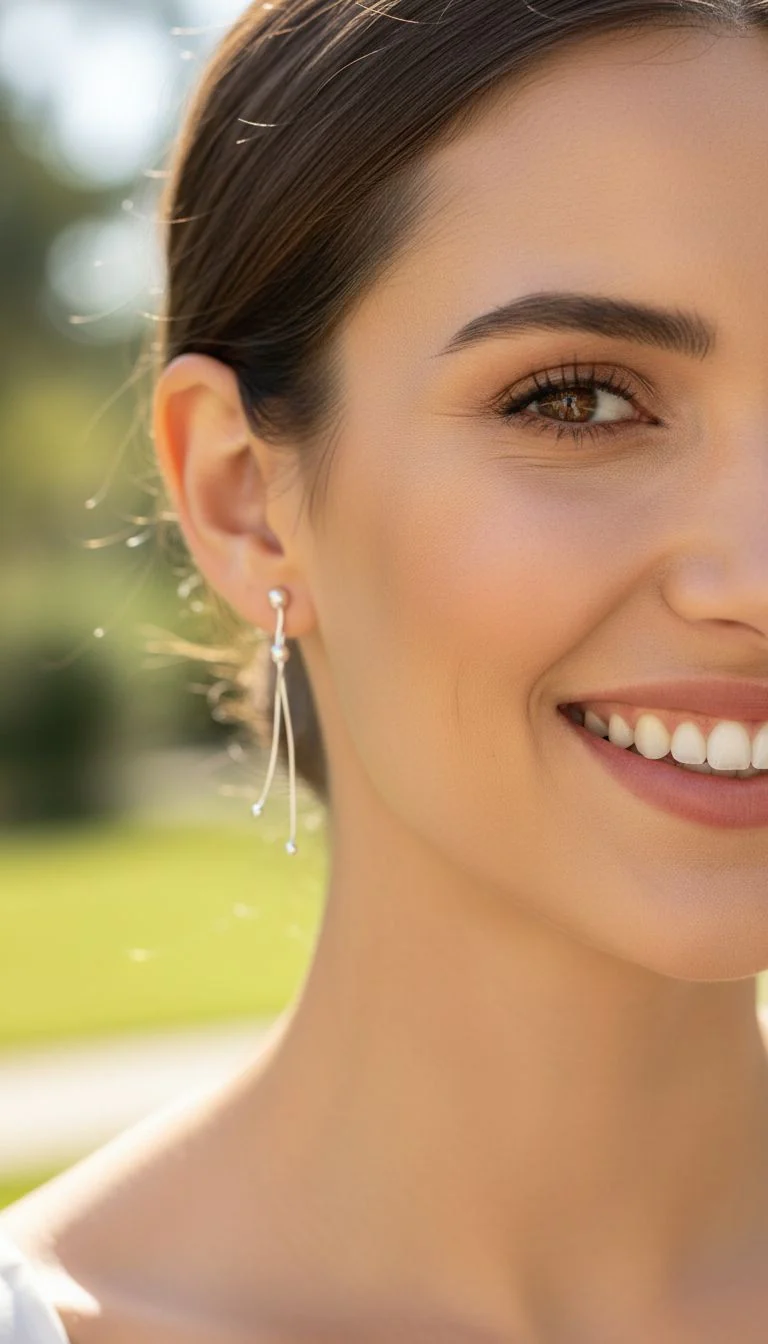 BOUCLES D'OREILLES EN ARGENT MAILLES PENDANTES ET BOULES - Image 2